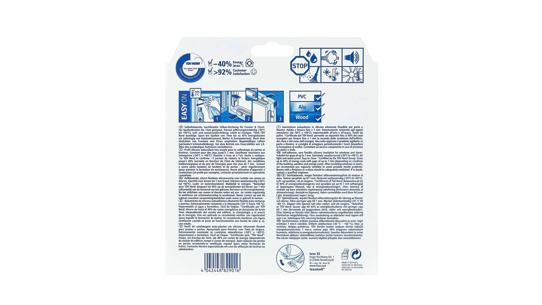 tesa INSULATION Dichtungsband Silikon Fits All 6mx9mmx7mm w.-4