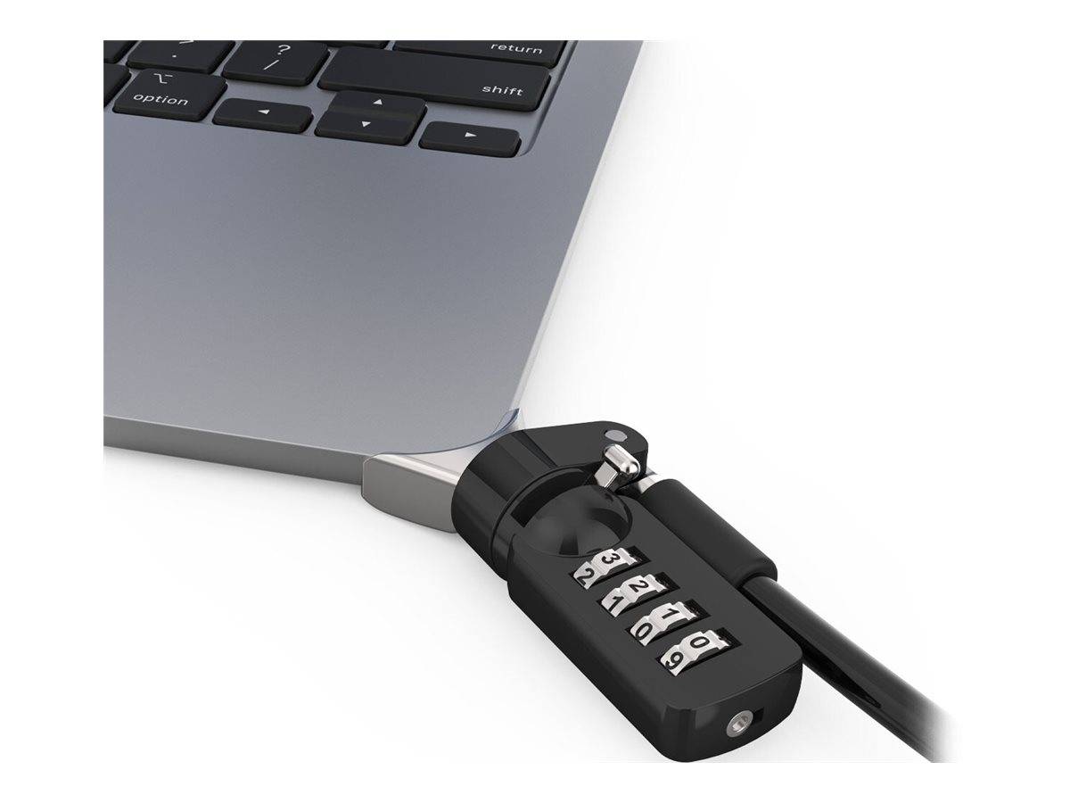 Compulocks Ledge Lock Adapter for MacBook Air 15" M2-M4 with Combination Cable Lock Silver --2