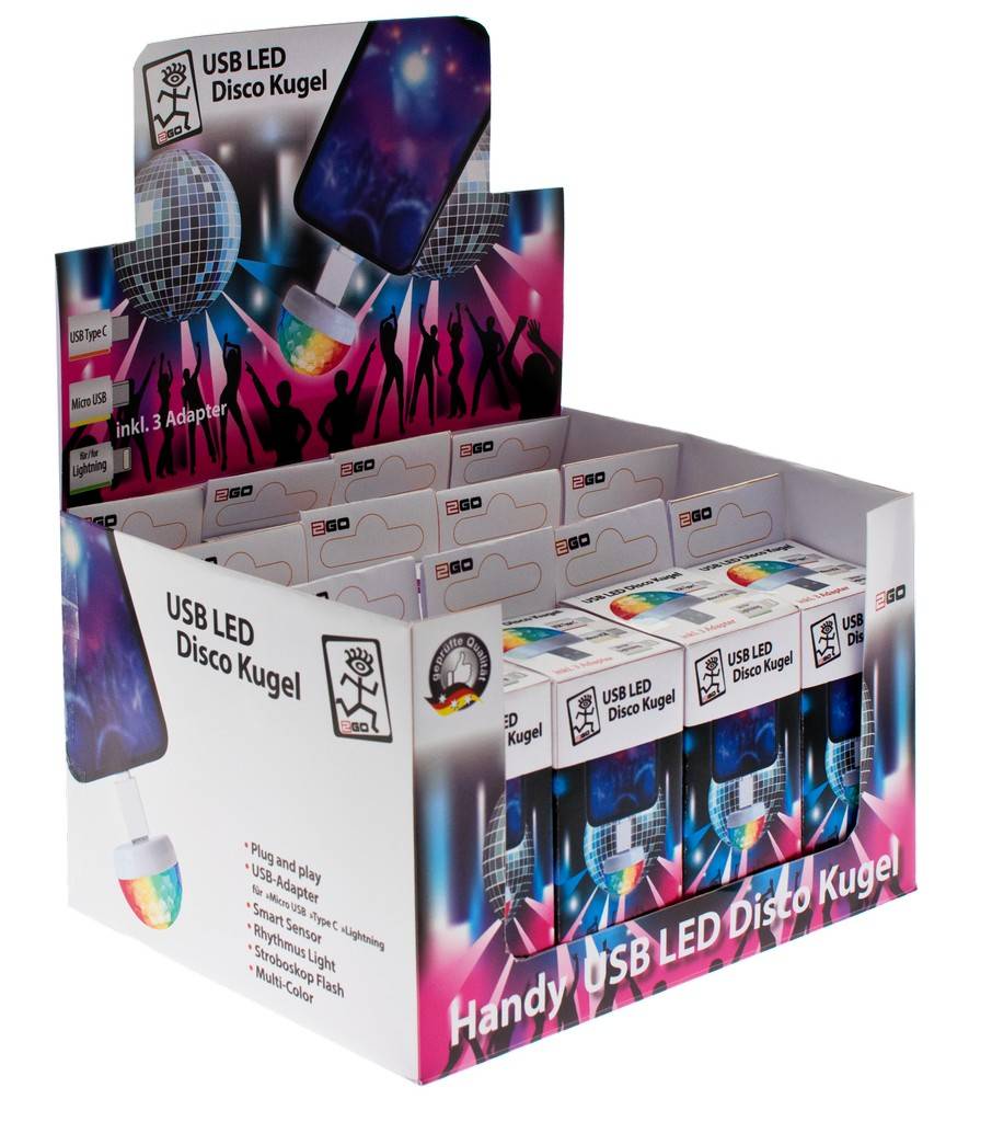2GO Thekendisplay Discokugel 12 Stk. incl. 3 Adapter je Kug. Multimedia-Technik Bundles-0