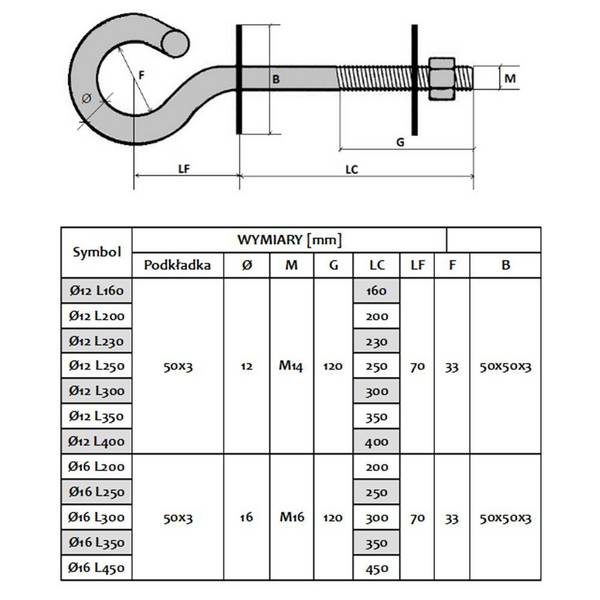 Extralink hook for hanging brackets 16/200 mm
