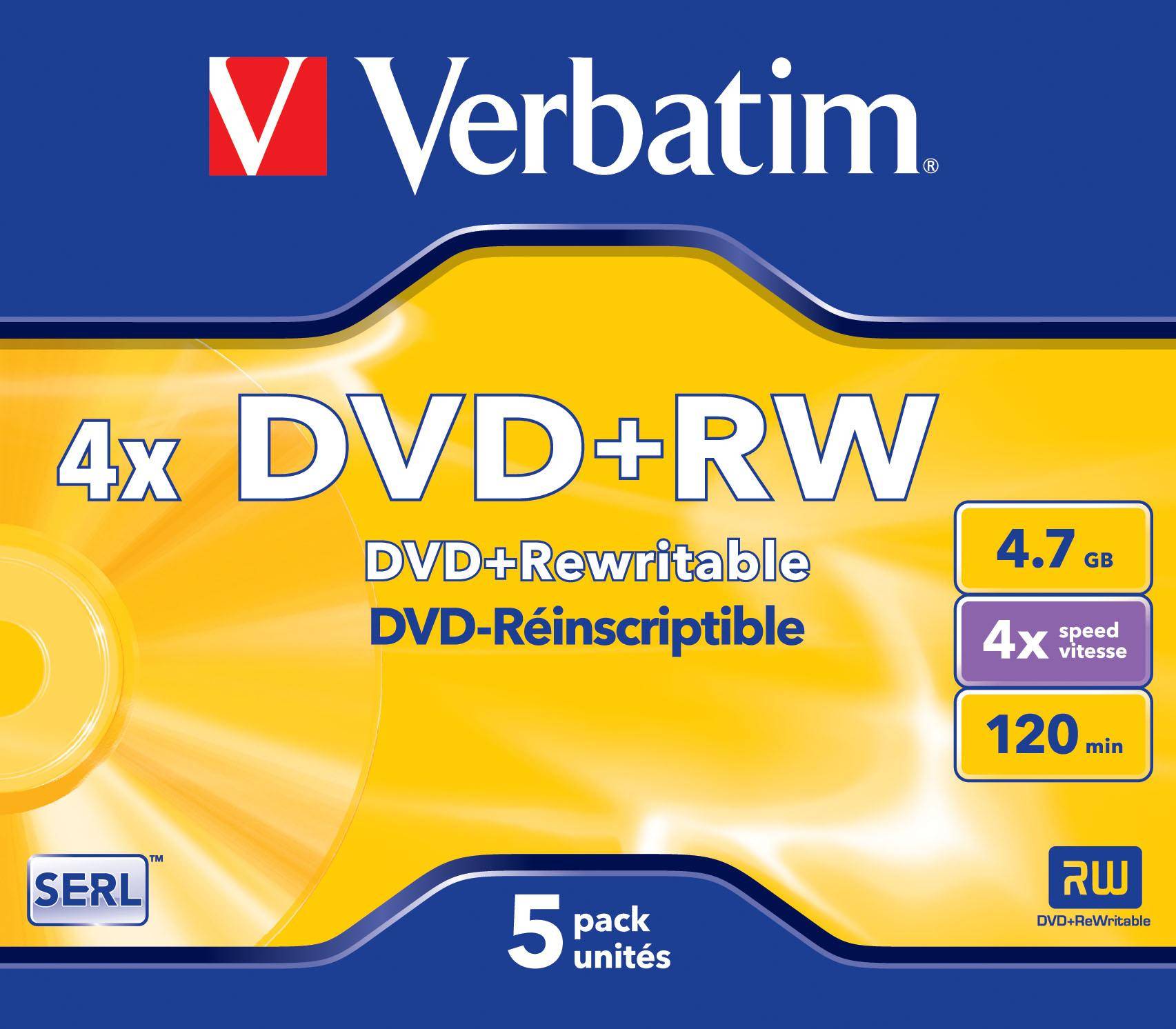 Verbatim DataLifePlus - 5 x DVD+RW - 4.7 GB 4x - Jewel Case (Schachtel) - Silber-0