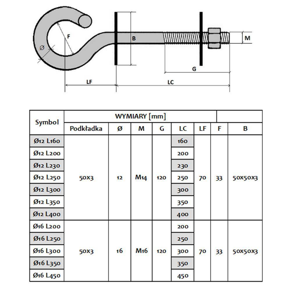 Extralink hook for hanging brackets 12/350mm-0