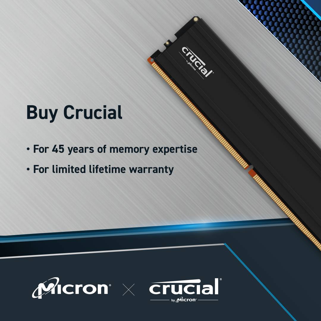 Crucial Pro DDR5-5600 Kit 48 GB 2x24 UDIMM CL46 24Gbit-2