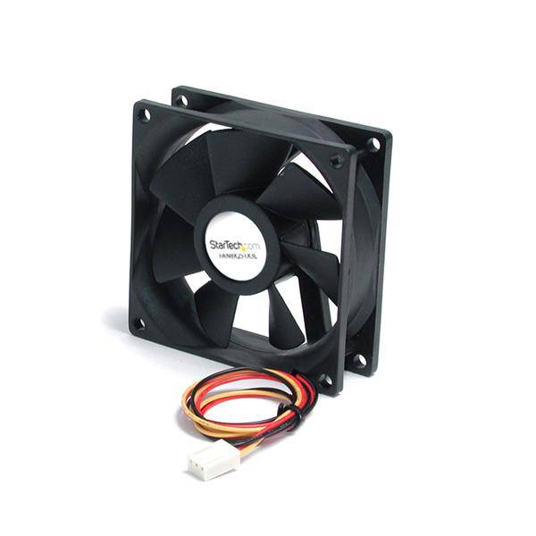 StarTech.com 80mm Gehäuselüfter - Lüfter 8cm für PC Gehäuse mit 3-pin Molex Stecker (80mmx80mmx25mm) - System-Gebläseein-1