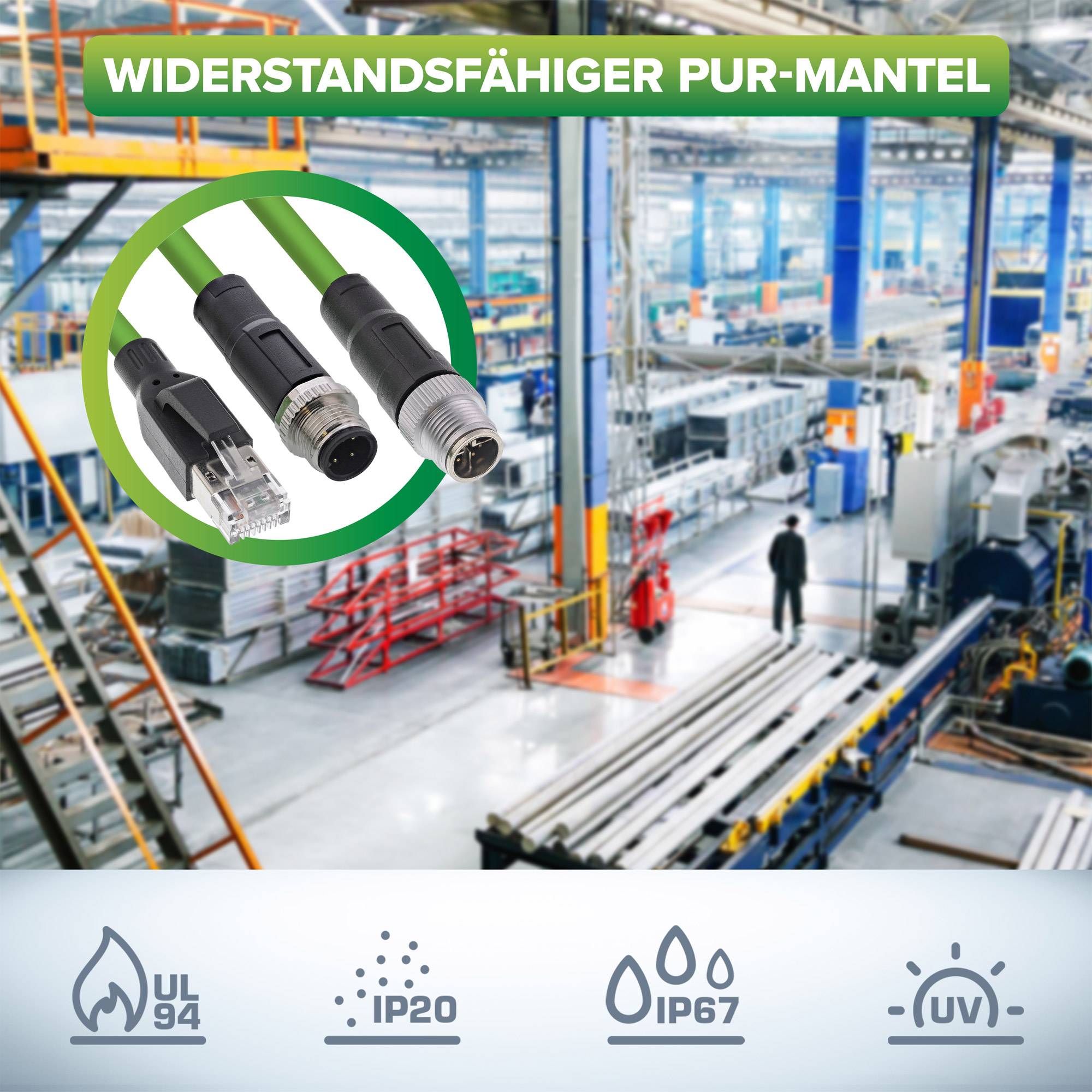 InLine® Industrie Netzwerkkabel, M12 4-pin D-kodiert St. zu RJ45 St., PUR, 2m-3