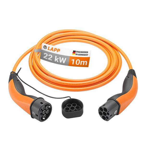LAPP Mobility E-Auto Ladekabel Typ 2, 10 m, 22 kW, 32 A, 3-phasig Mode 3, IP55, orange-0