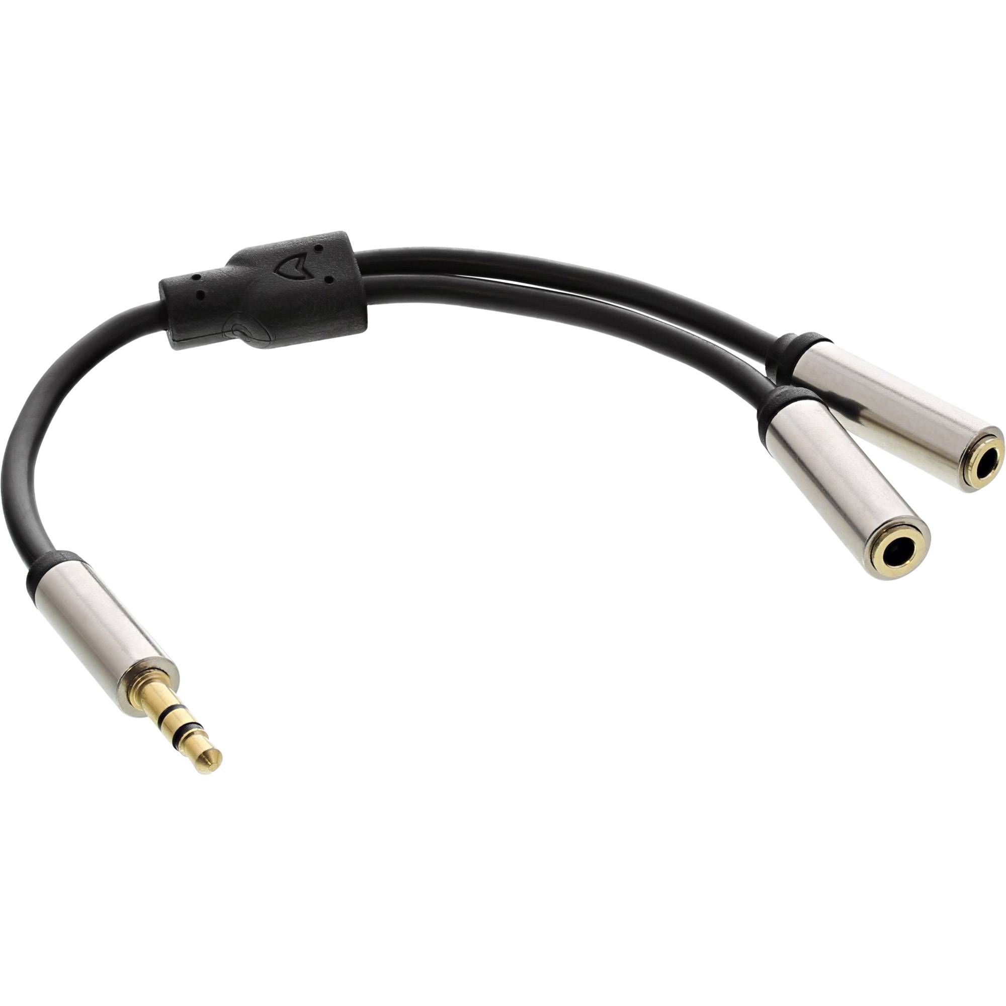 InLine® Basic Slim Audio Y-Kabel 3,5mm Klinke ST an 2x BU, 0,15m-1