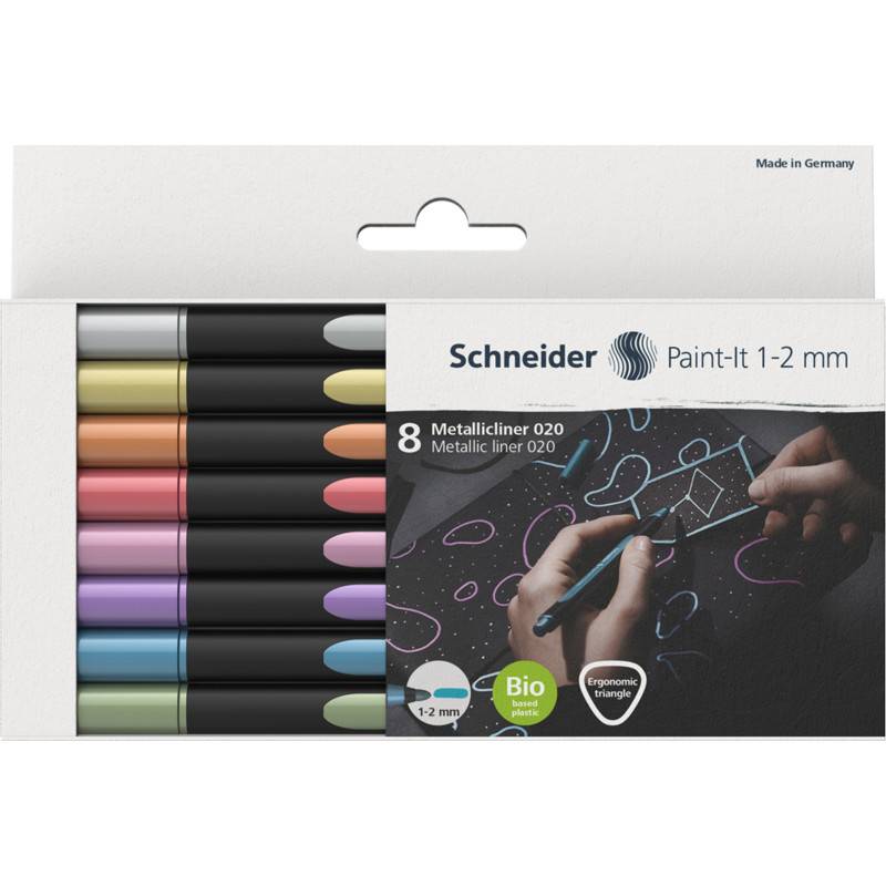 Schneider Schreibgeräte Paint-It 020 wallet, 8 Stück(e), Blau, Kupfer, Gold, Grün, Pink, Rot, Silber, Violett, 1 mm, 2 m-1