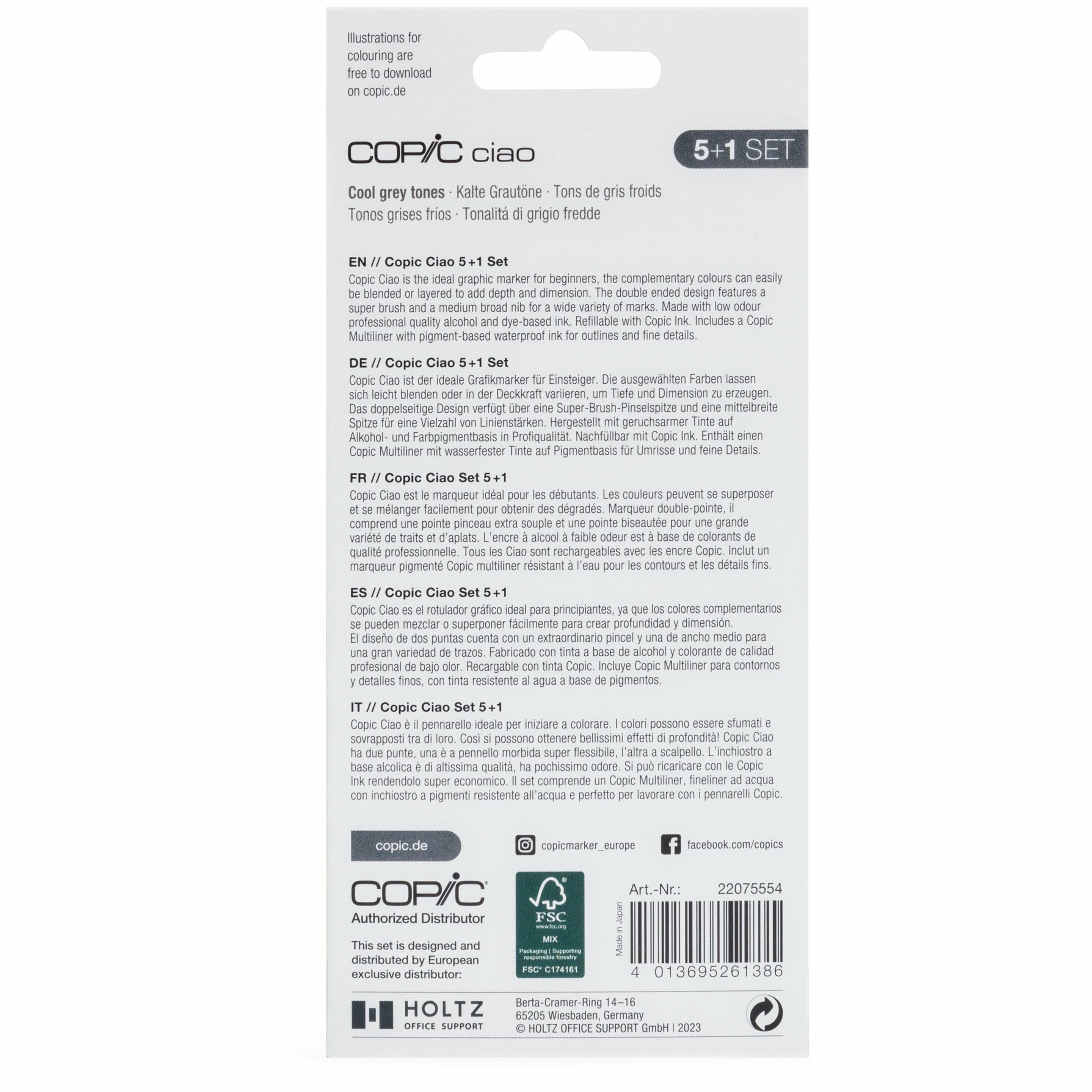 COPIC Marker ciao, 5+1 Set "Cool grey tones"-2