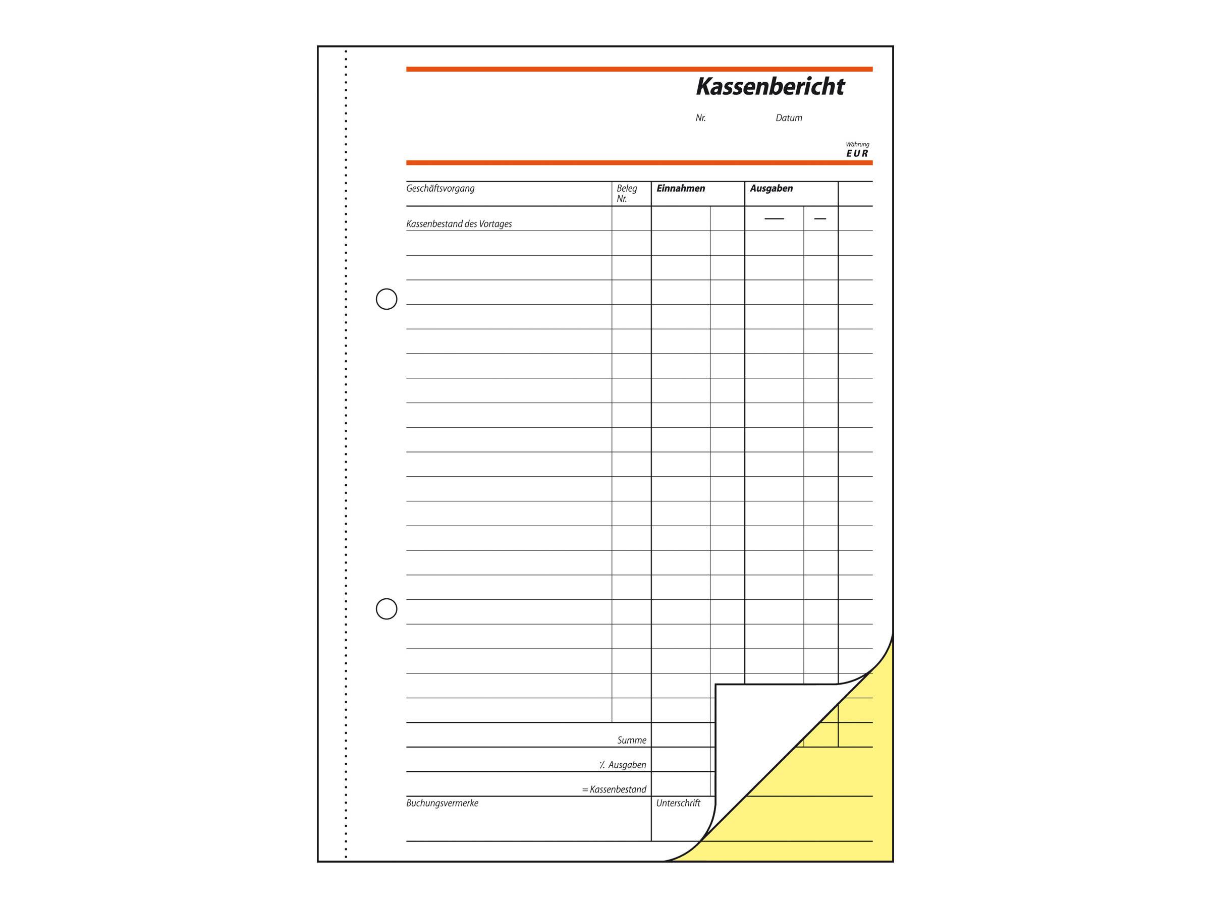 sigel Formularbuch "Kassenbericht/Bestandsrechnung", A5-1