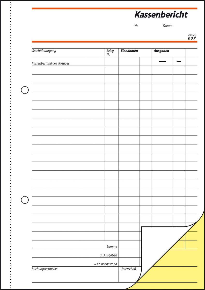 sigel Formularbuch "Kassenbericht/Bestandsrechnung", A5-2