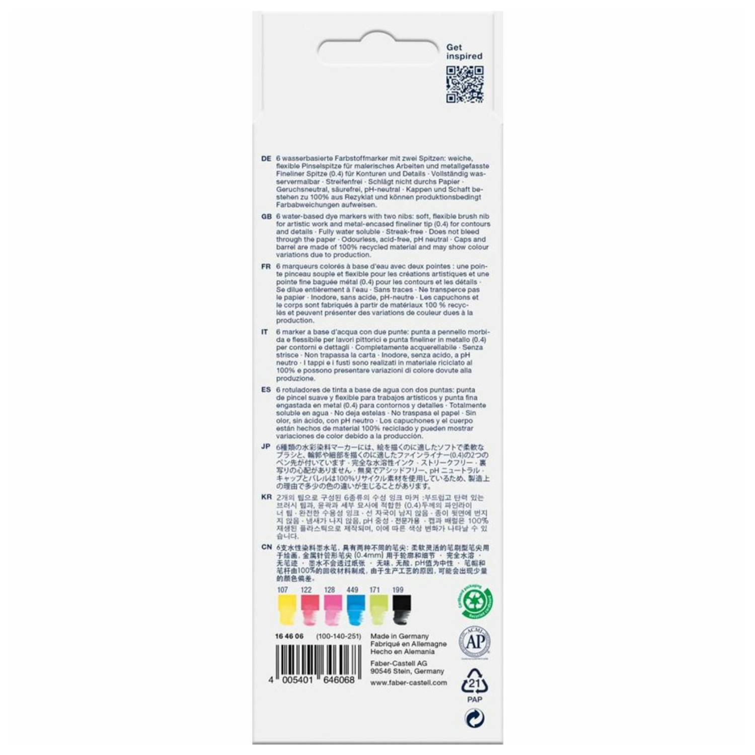 FABER-CASTELL Creative Studio Goldfaber Aqua - Set Pinsel und Fineliner - verschiedene Farben --1