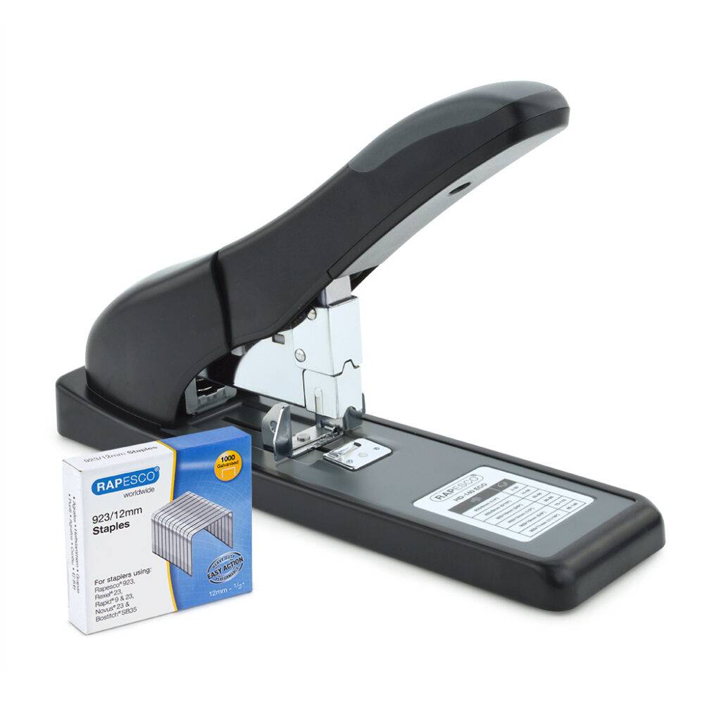 RAPESCO - 1550 - 140 Blätter - Schwarz - Standard-Clinch - Kunststoff - Stahl - Oben - Parallel-4