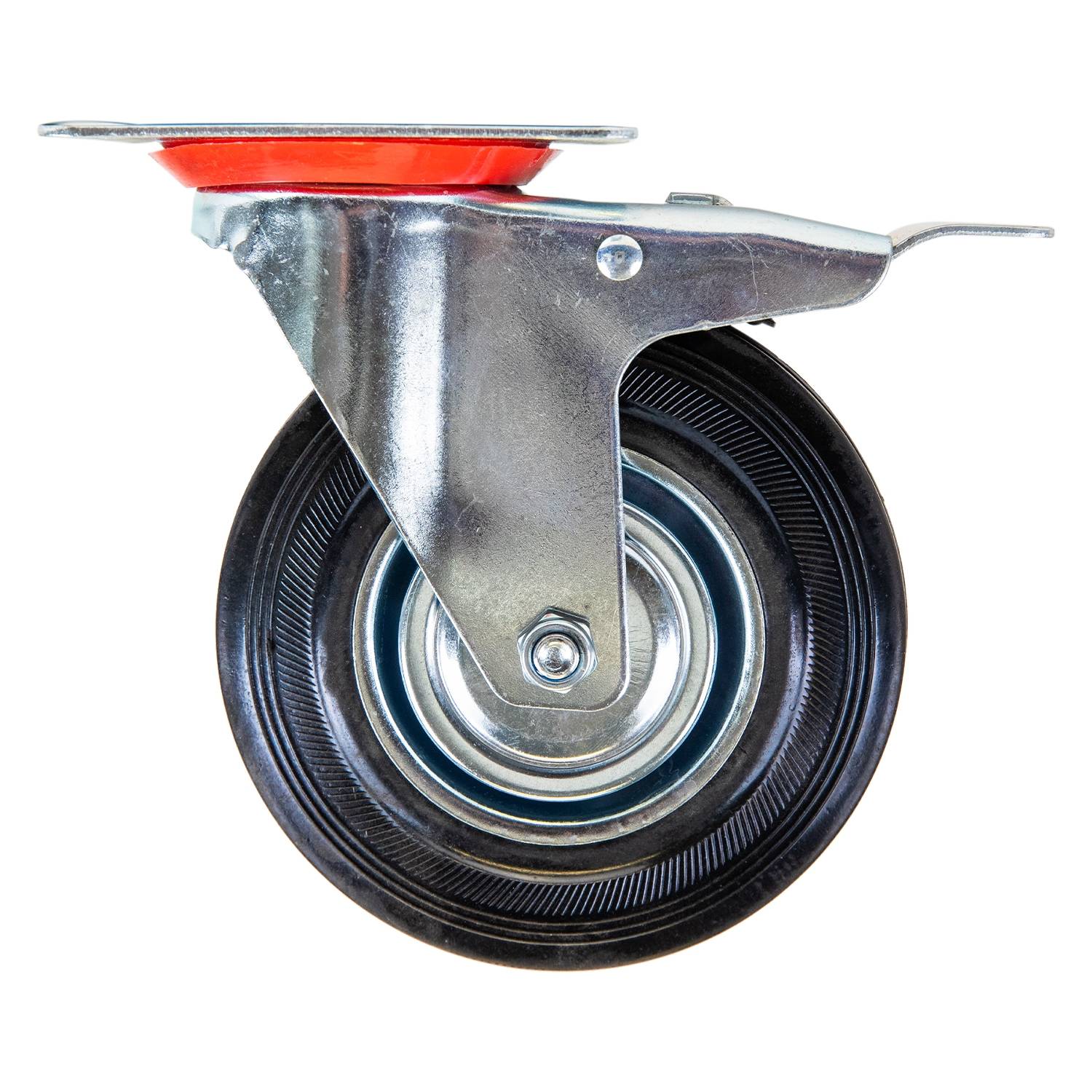 HMF 6790 Schwerlastrollen mit Bremse aus Vollgummi, 4 Stück, 125 mm, bis 400 kg, Schwarz-2