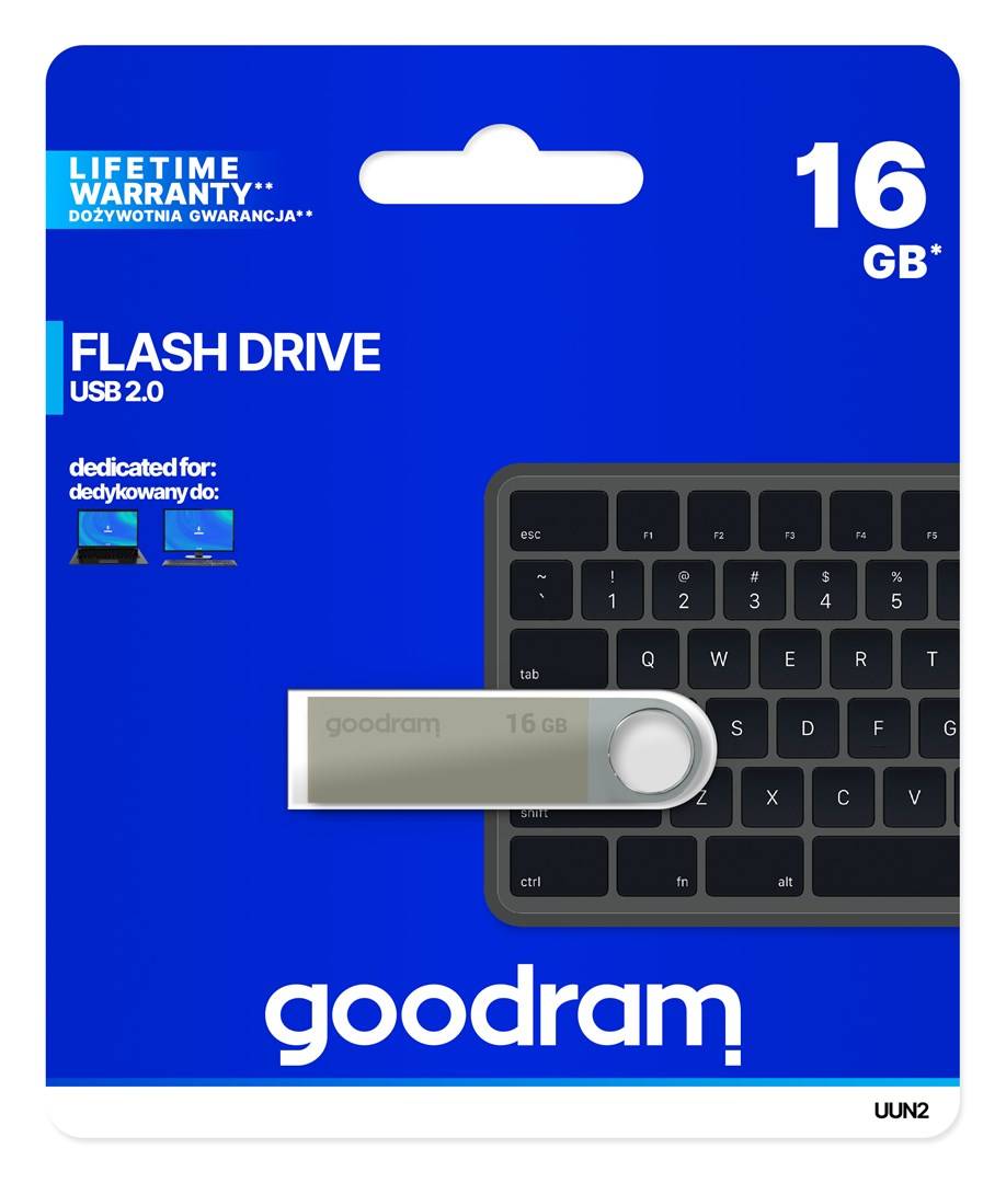 GoodRam UUN2 - 16 GB - USB Typ-A - 2.0 - 20 MB/s - Drehring - SilberMB/s/5 MB/s-4