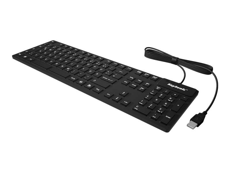 Keysonic KSK-8030 IN (CH) USB Tastatur Schweiz, QWERTZ Schwarz Silikonmembran vollversiegelt IP68, Wasserfest (IPX7)-1