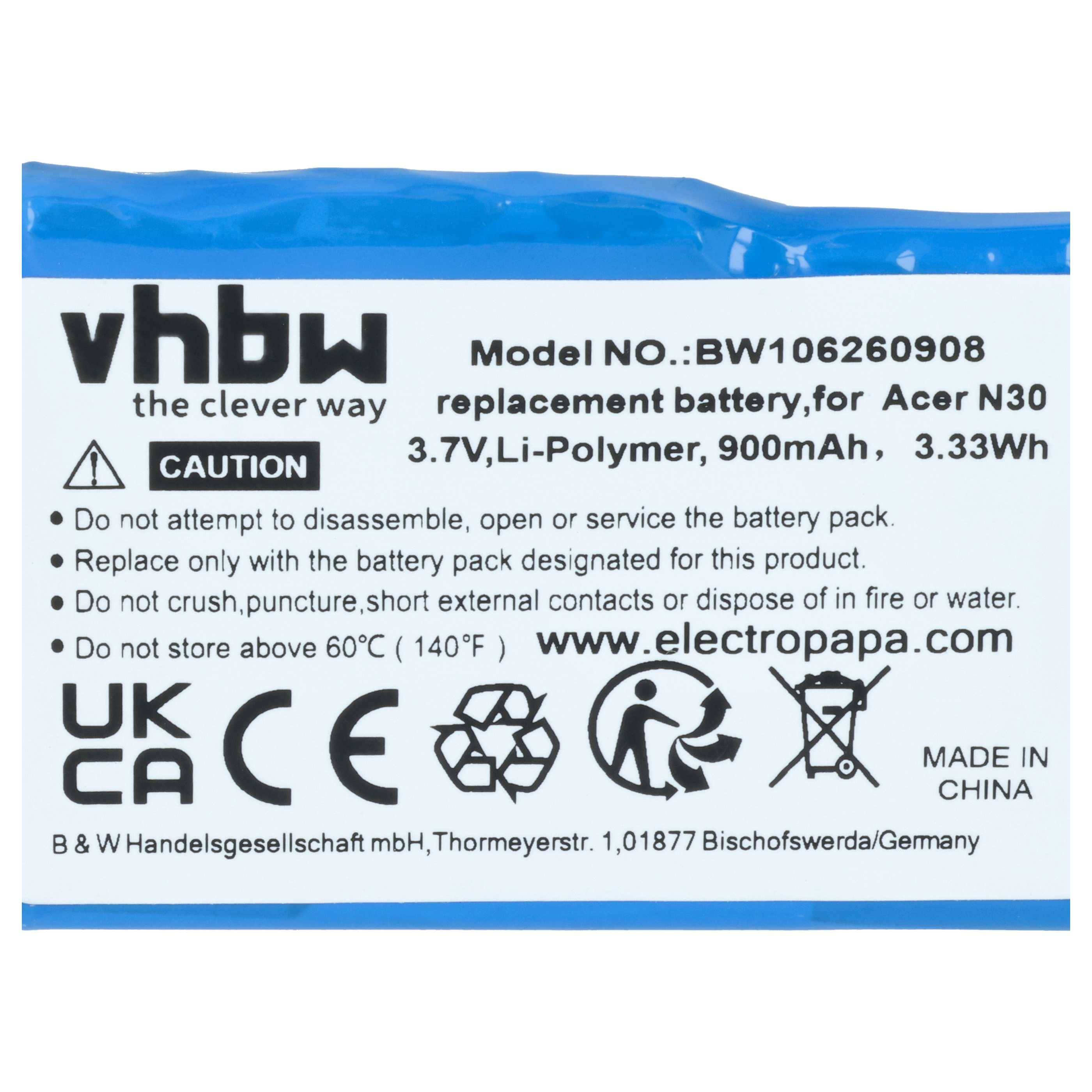 vhbw Akku kompatibel mit Typhoon MyGuide 2500 | 2500 GO GPS Navigation Navi (900 mAh, 3,7 V, Li-Ion)-2