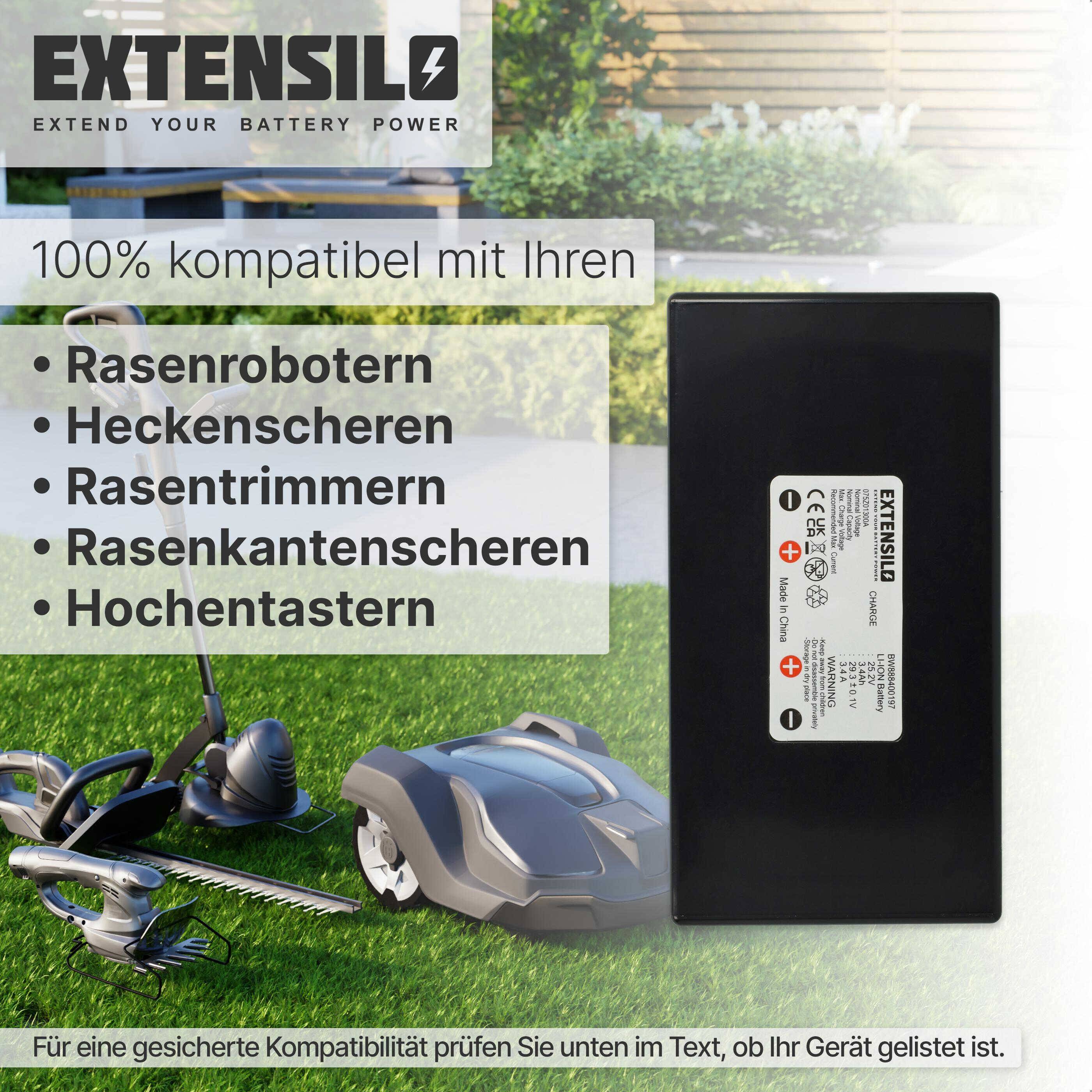 EXTENSILO Akku Ersatz für Zucchetti 075Z01300A für Rasenroboter | (3400mAh, 25,2V, Li-Ion)-1