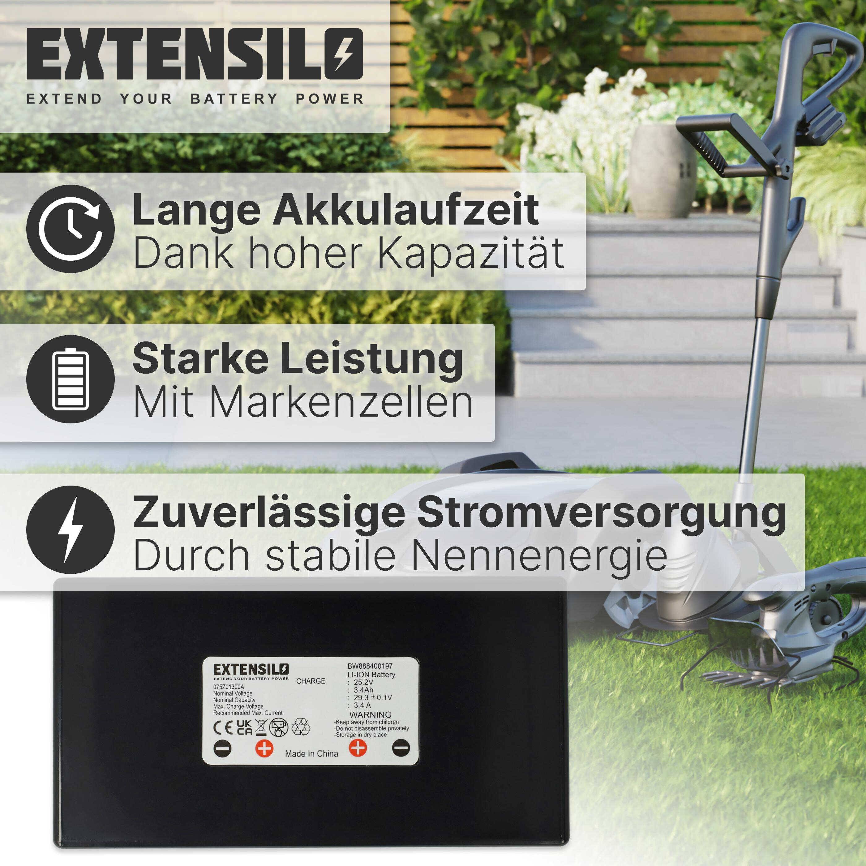 EXTENSILO Akku Ersatz für Zucchetti 075Z01300A für Rasenroboter | (3400mAh, 25,2V, Li-Ion)-2