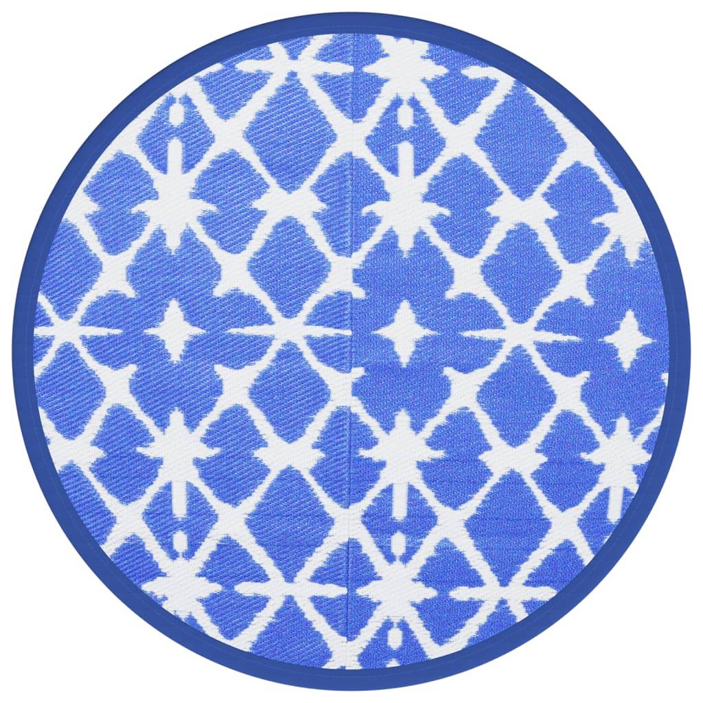 vidaXL Outdoor-Teppich ARAKIL Blau und Weiß Ø160 cm PP