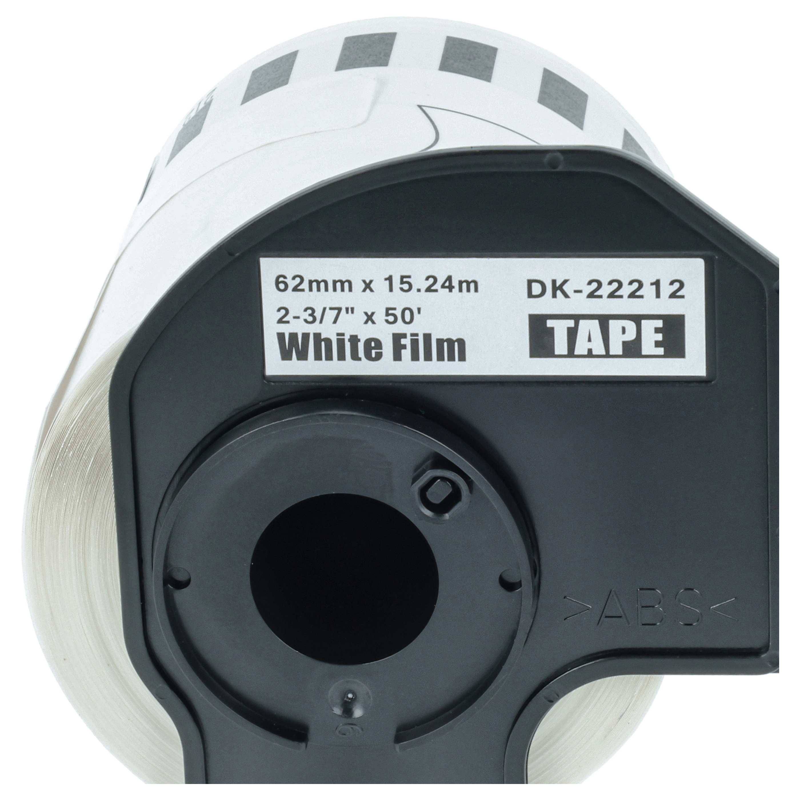 vhbw Etiketten-Rolle mit Halter 62mm x 15,24m (1 Etikette) kompatibel mit Brother PT QL-710W, QL-720 Etiketten-Drucker --3