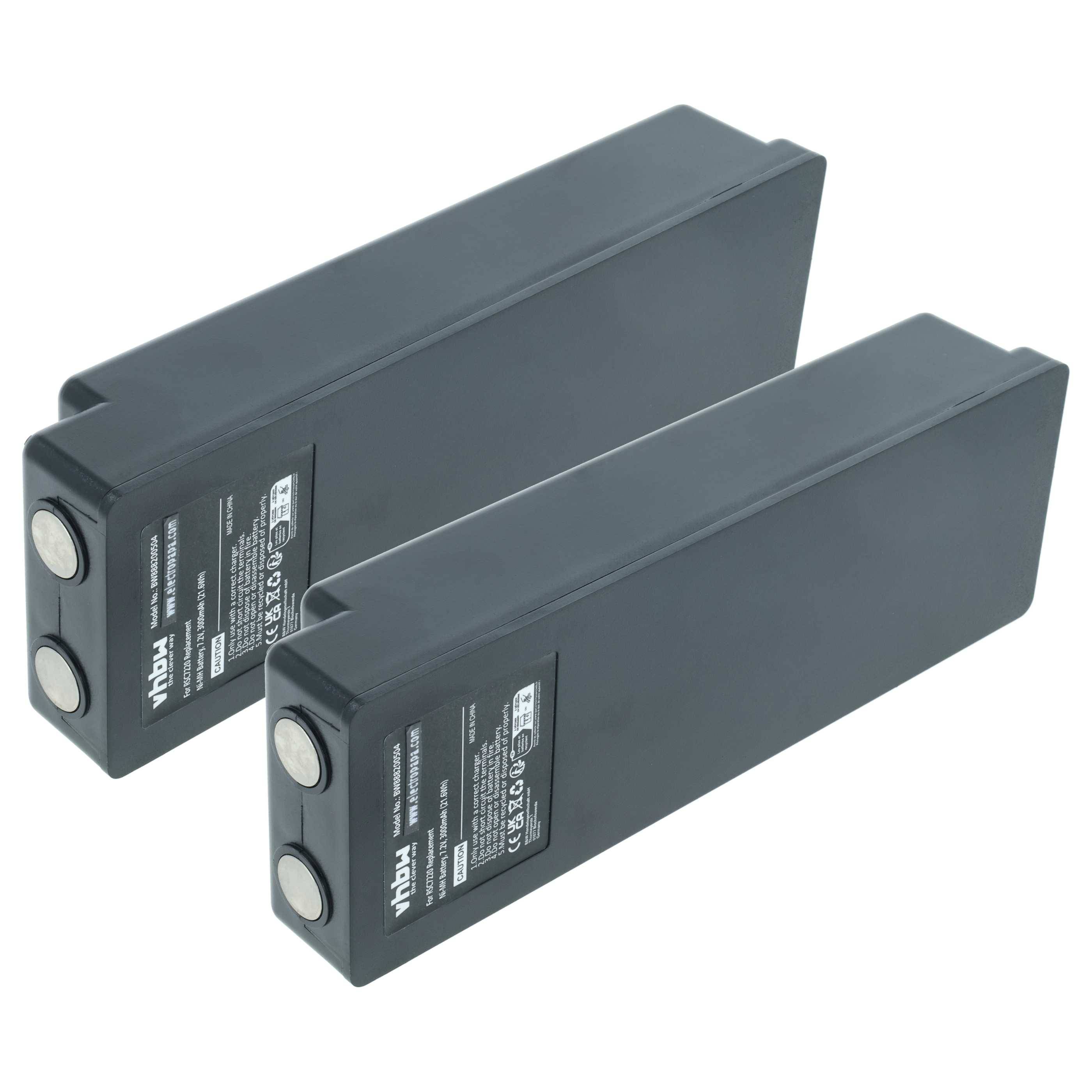 vhbw 2x Akku Ersatz für Scanreco 16131 | 17162, 592, 1026, 13445 für Industrie-Funkfernsteuerung Fernbedienung (3000 mAh-0