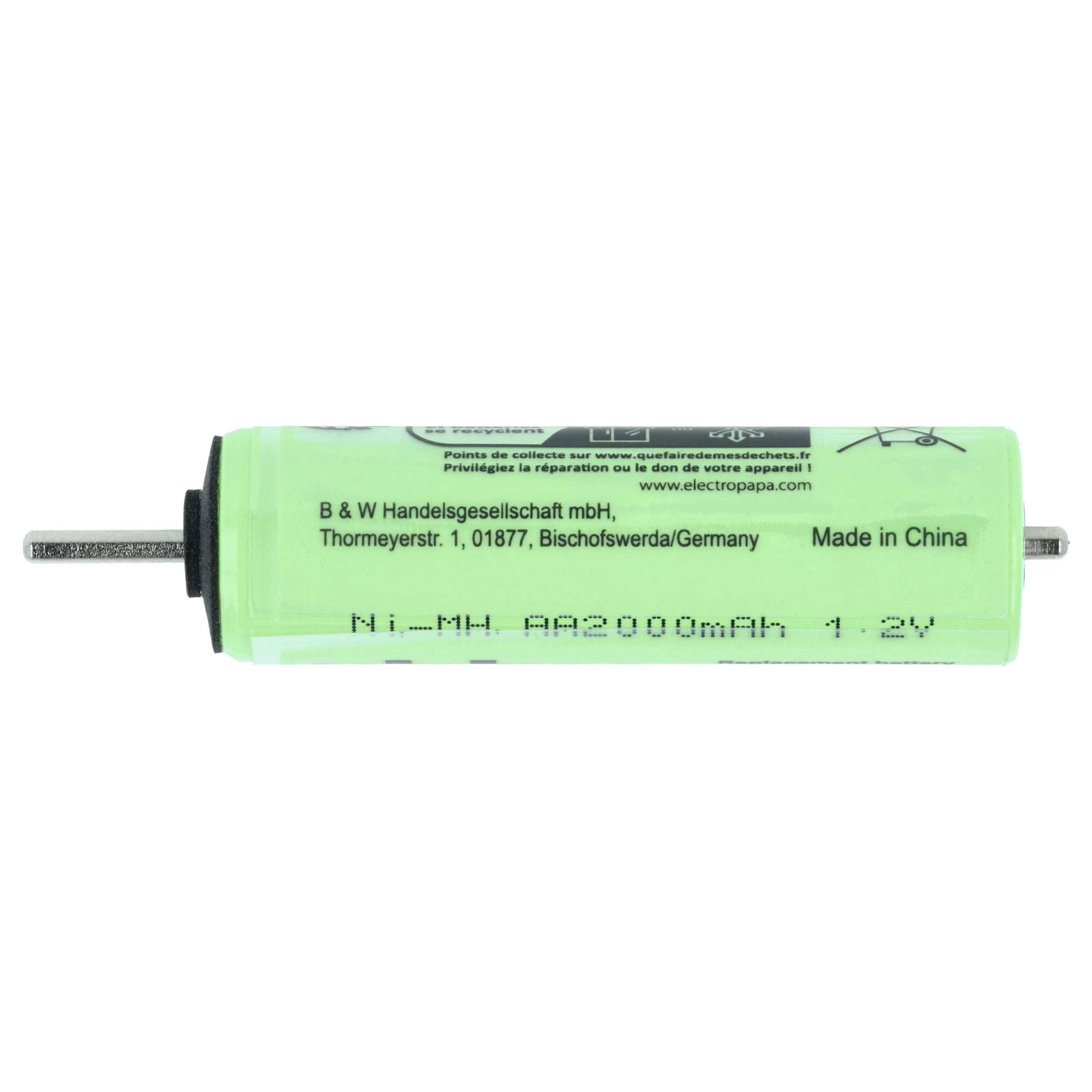 vhbw Akku kompatibel mit Panasonic ES4001 | ES4033, ES4035, ES4025, ES4027, ES4029, ES-366 Rasierer (2000 mAh, 1,2 V-2