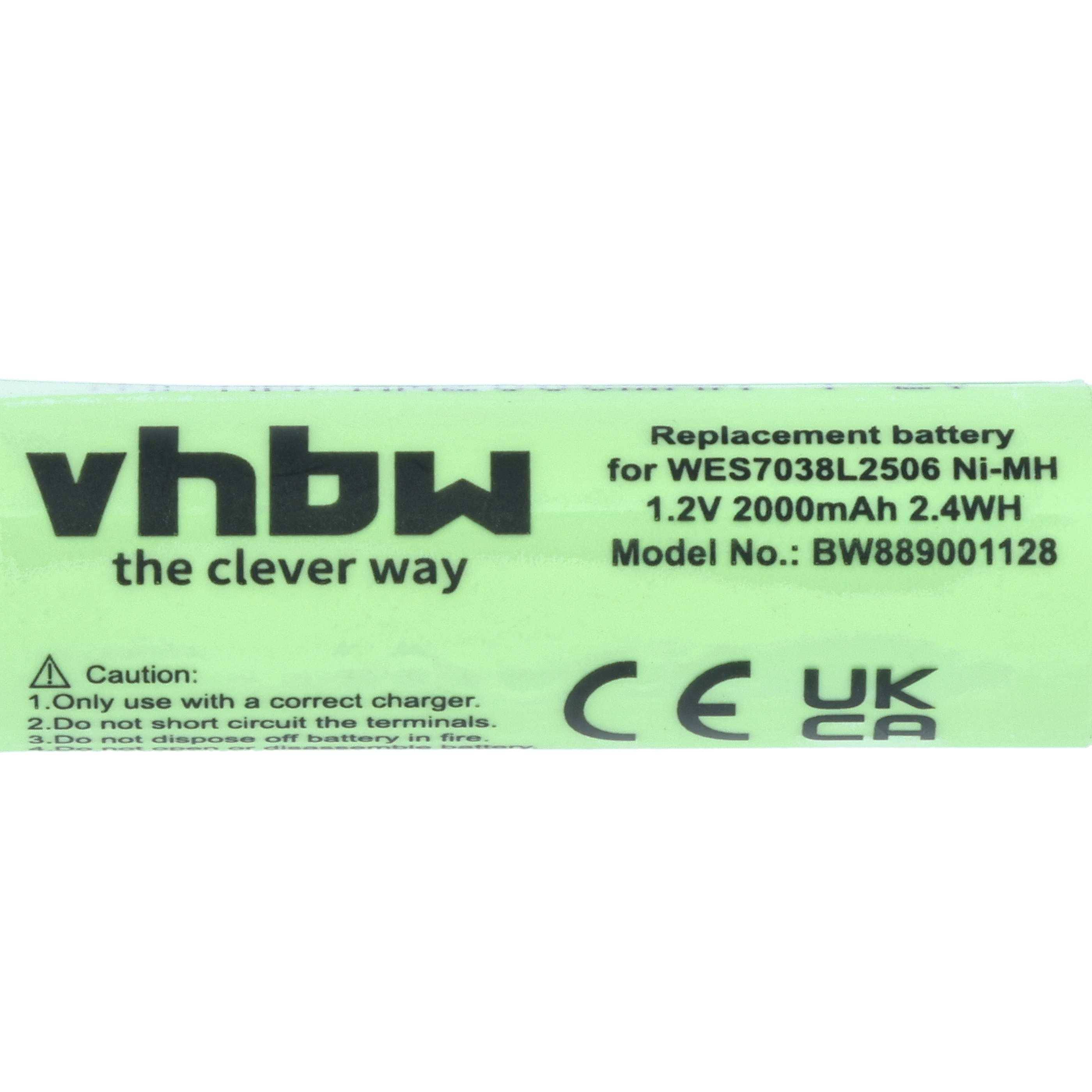 vhbw Akku kompatibel mit Panasonic ES4001 | ES4033, ES4035, ES4025, ES4027, ES4029, ES-366 Rasierer (2000 mAh, 1,2 V-3