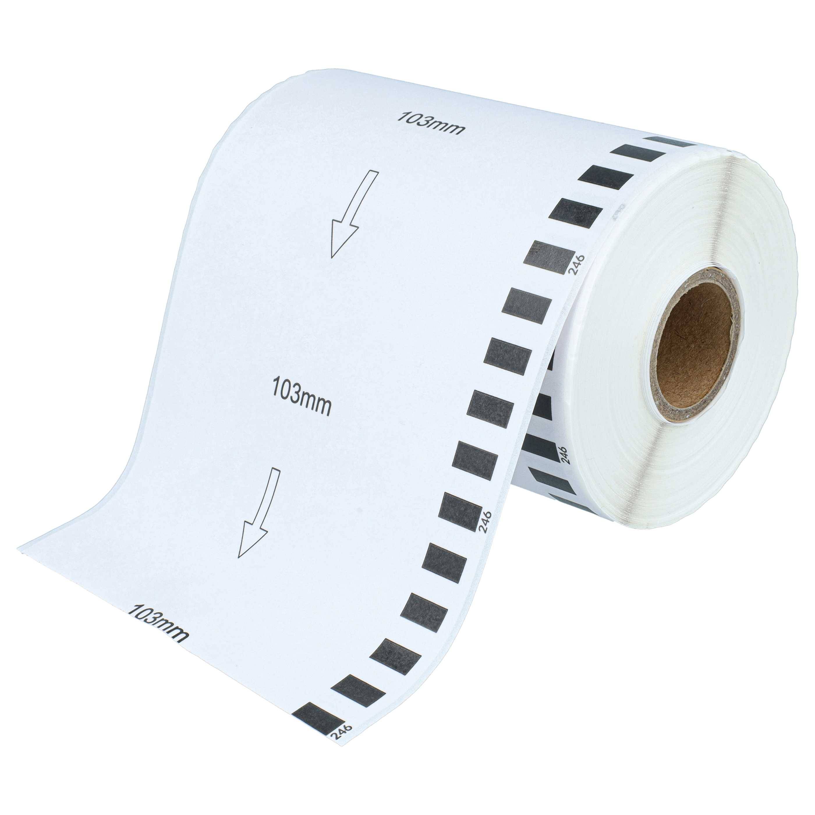 vhbw Etiketten-Rolle 103mm x 30,48m kompatibel mit Brother P-Touch QL 1060 NX, QL 1100, QL 1100 C Etiketten-Drucker --0