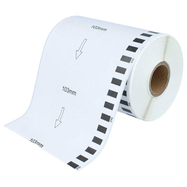 vhbw Etiketten-Rolle 103mm x 30,48m kompatibel mit Brother P-Touch QL 1060 NX, QL 1100, QL 1100 C Etiketten-Drucker -