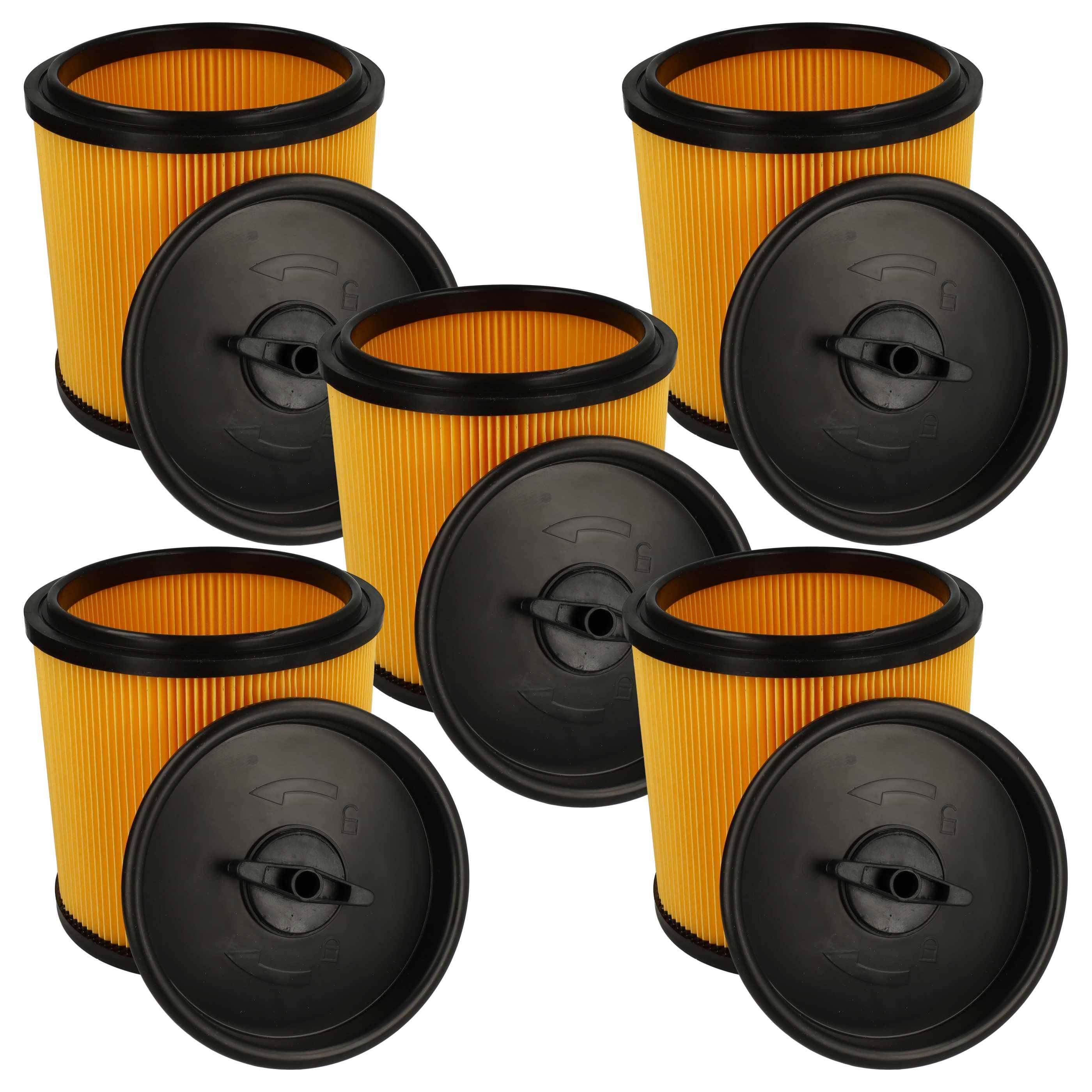 vhbw 5x Faltenfilter kompatibel mit Caramba Auto 9.0 | 7.0, 5,0 Staubsauger - Patronenfilter Gelb Schwarz-0
