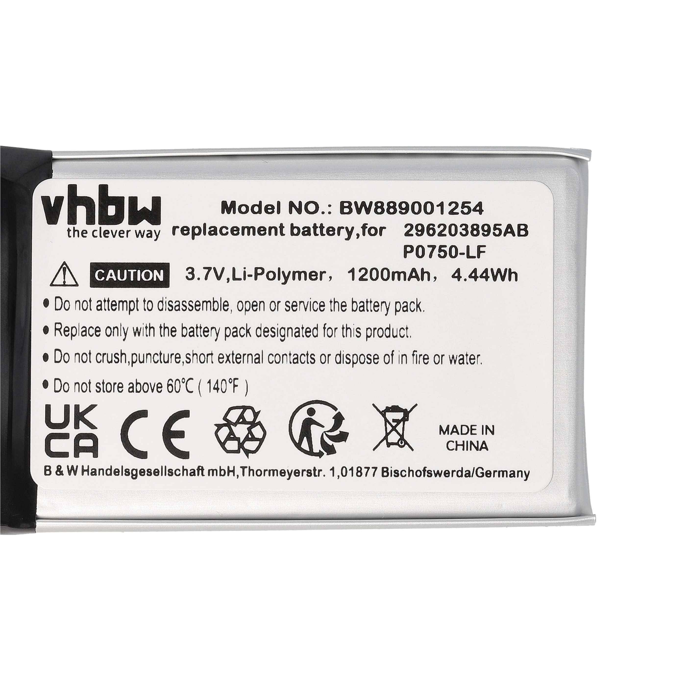 vhbw Akku kompatibel mit Ingenico Link 2500 Kartenleser | NFC Smart Card Reader, Lesegerät (1200 mAh, 3,7 V, Li-Polymer)-3