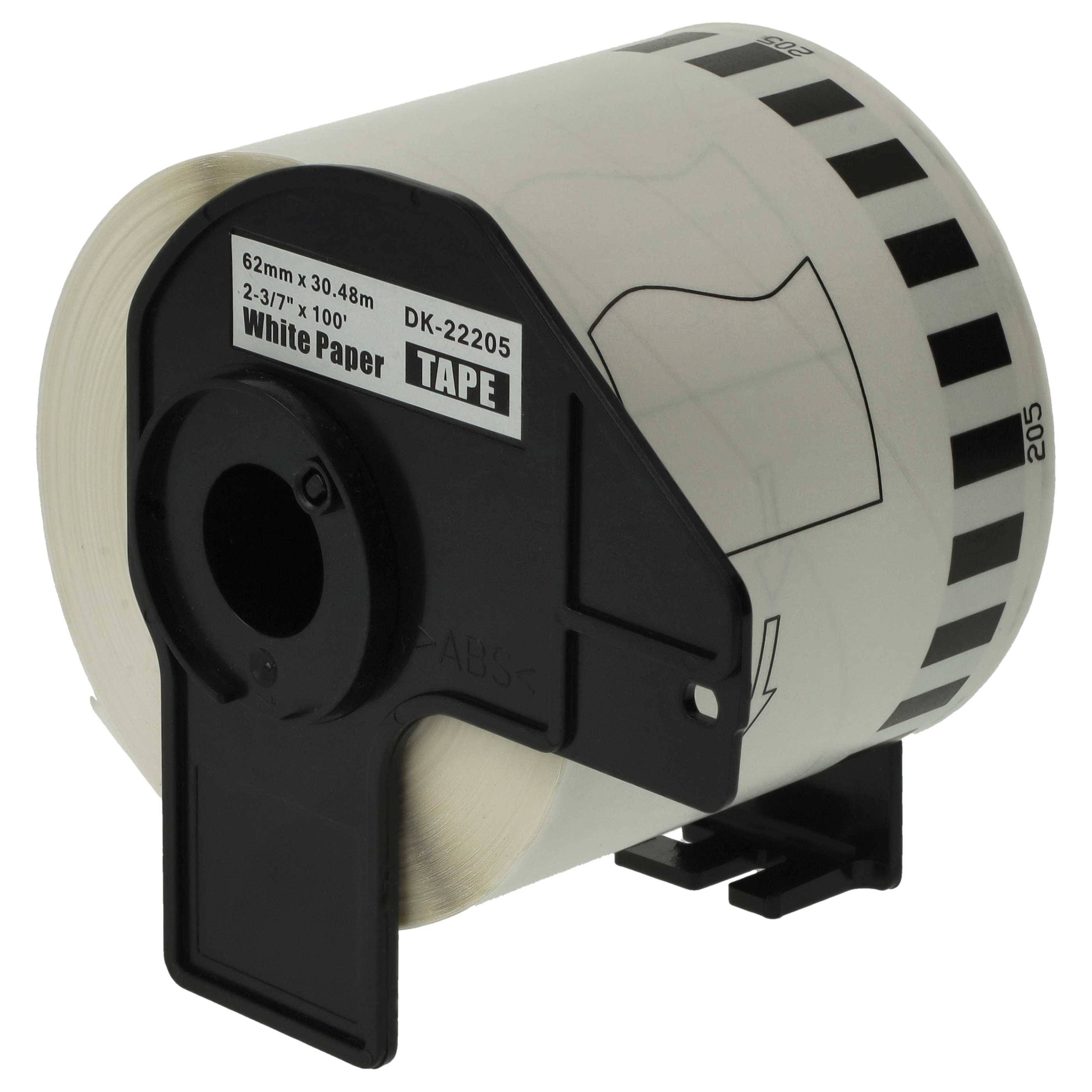 vhbw Etiketten-Rolle mit Halter 62mm x 30,48m (1 Etikette) kompatibel mit Brother PT QL-550, QL-560 Etiketten-Drucker --0