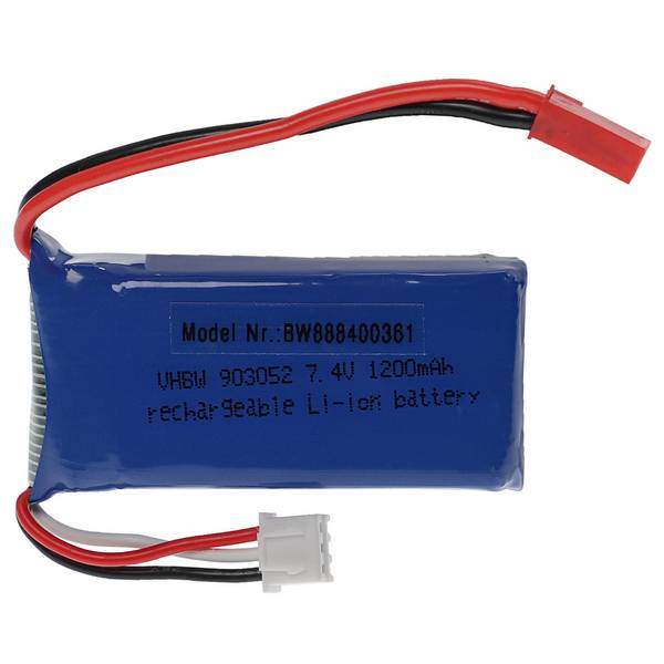 vhbw Akku kompatibel mit BEC Stecker für Modellbau z.B. Racing Car | Helikopter, Flugzeug (1200mAh, 7,4V, Li-Polymer, 57