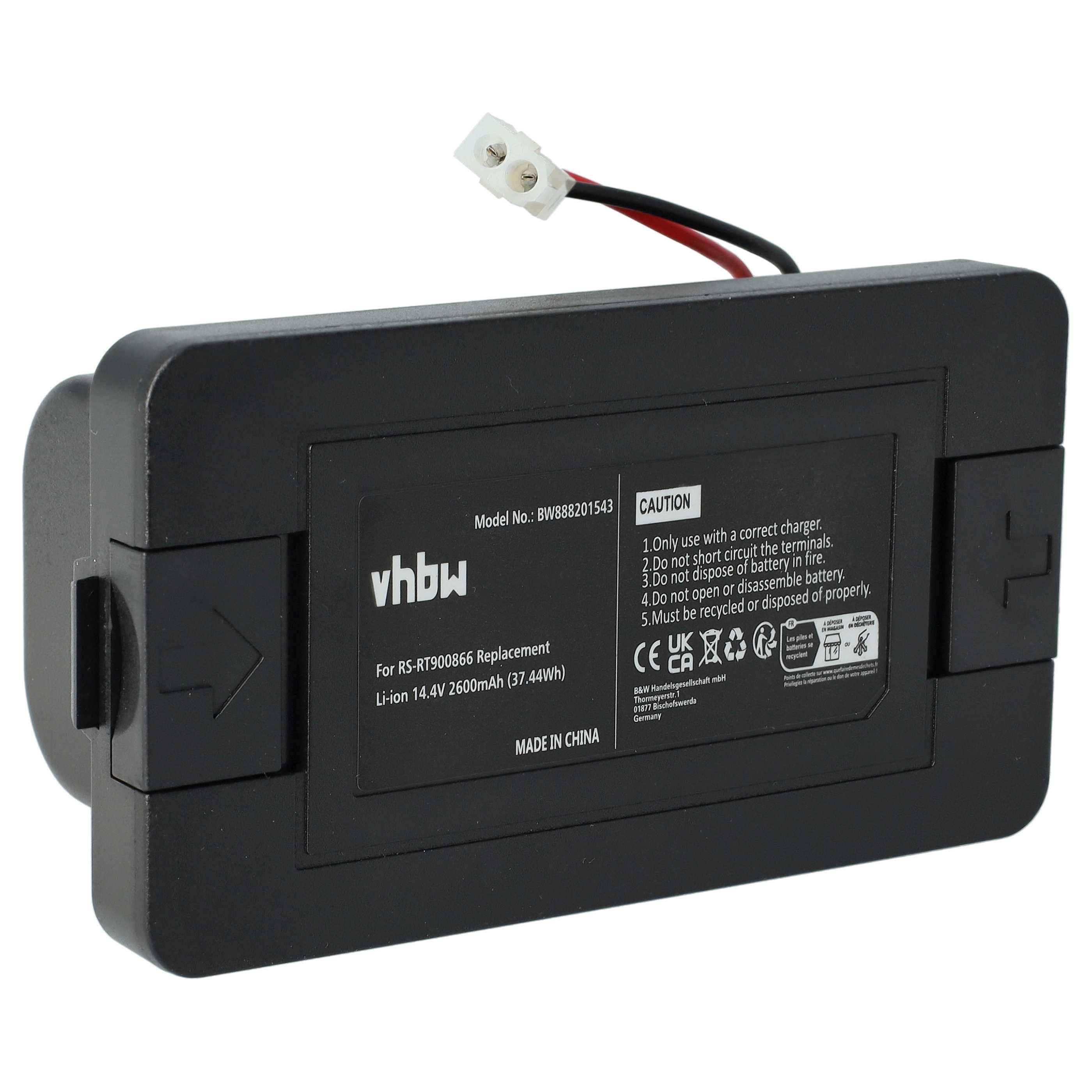 vhbw Akku kompatibel mit Rowenta X-plorer Serie 20 Aqua RR6875 | RR6875WH Home Cleaner Heimroboter Schwarz (2600mAh, 14-0