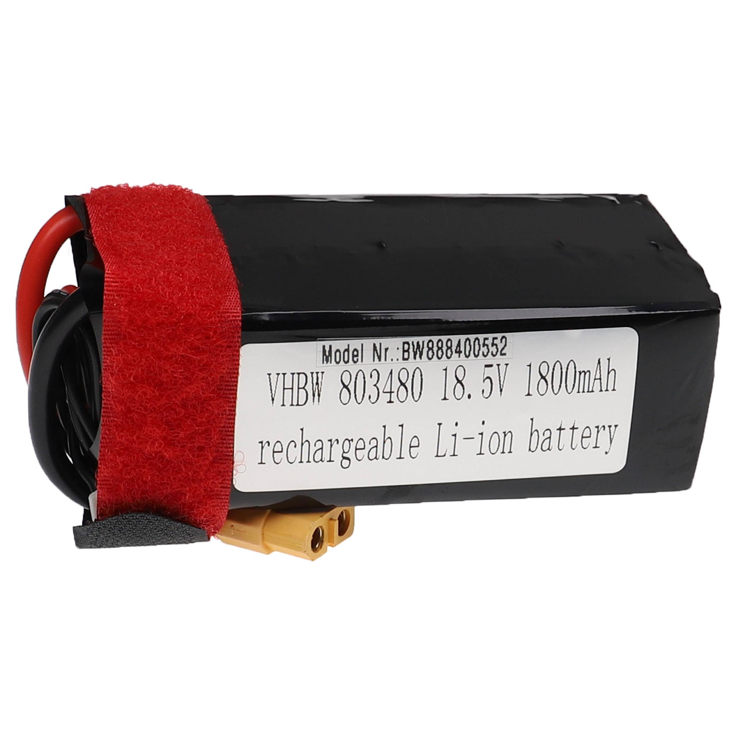 vhbw Akku kompatibel mit XT60 Stecker für Modellbau z.B. Racing Car | Helikopter, Flugzeug (1800mAh, 18,5V, Li-Polymer-0