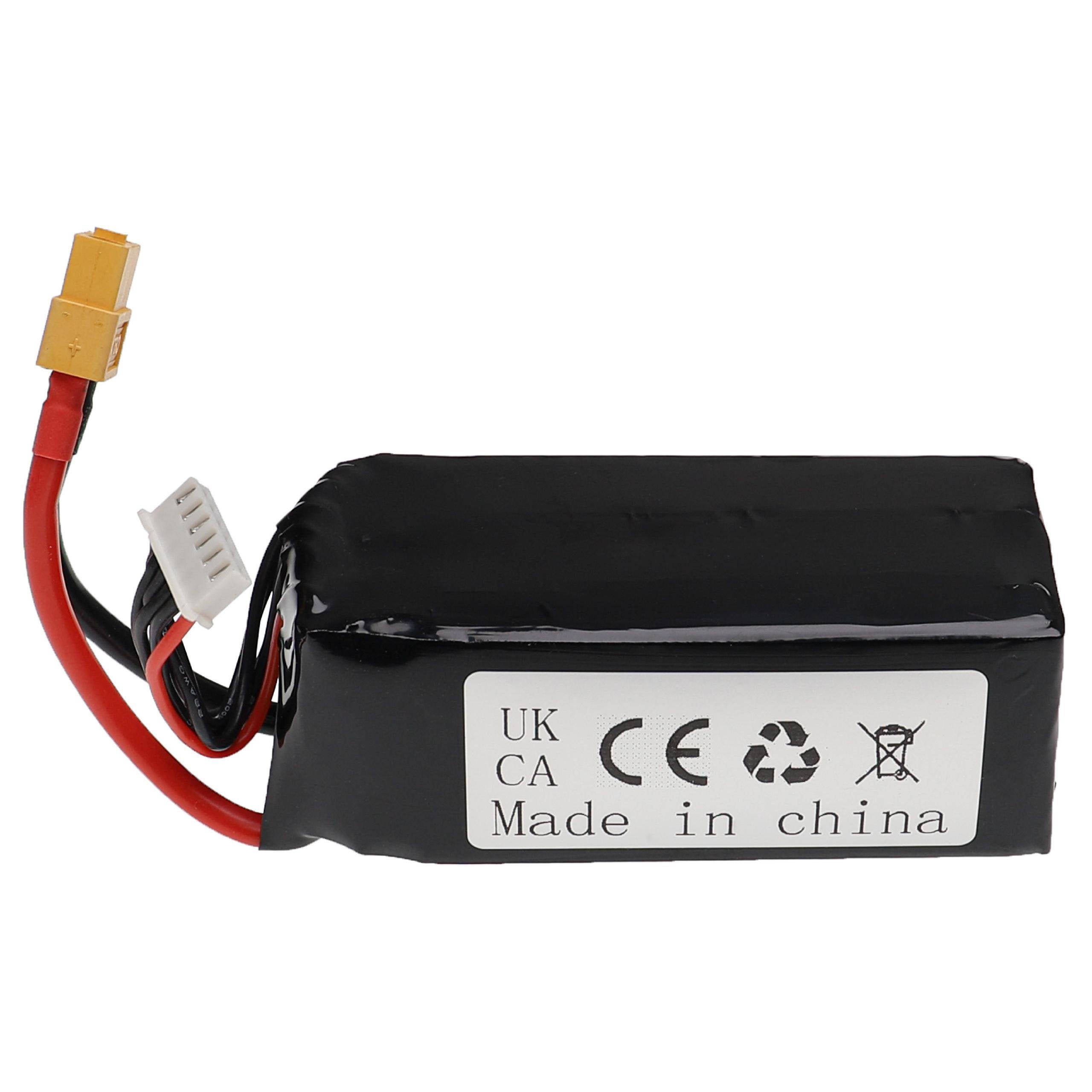 vhbw Akku kompatibel mit XT60 Stecker für Modellbau z.B. Racing Car | Helikopter, Flugzeug (1800mAh, 18,5V, Li-Polymer-1