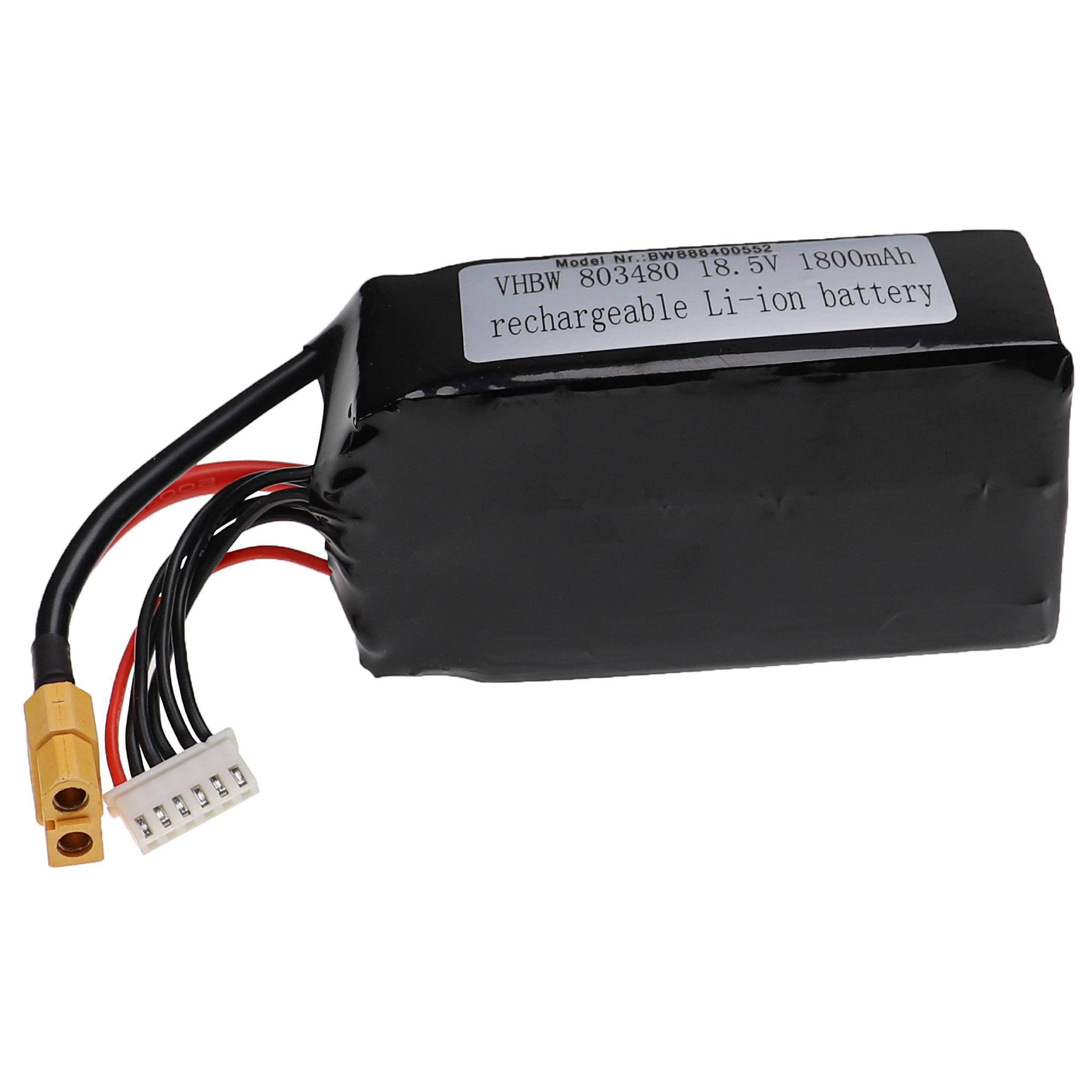 vhbw Akku kompatibel mit XT60 Stecker für Modellbau z.B. Racing Car | Helikopter, Flugzeug (1800mAh, 18,5V, Li-Polymer-2