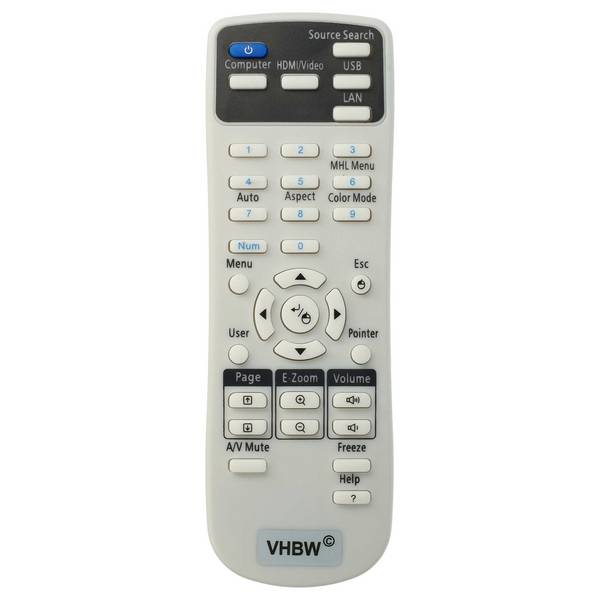vhbw Fernbedienung kompatibel mit Epson EX5250 | EX3240, EX5240, EB-U32, EB-U04, EX5250 PRO, EB-X31, EB-W32, EB-W04