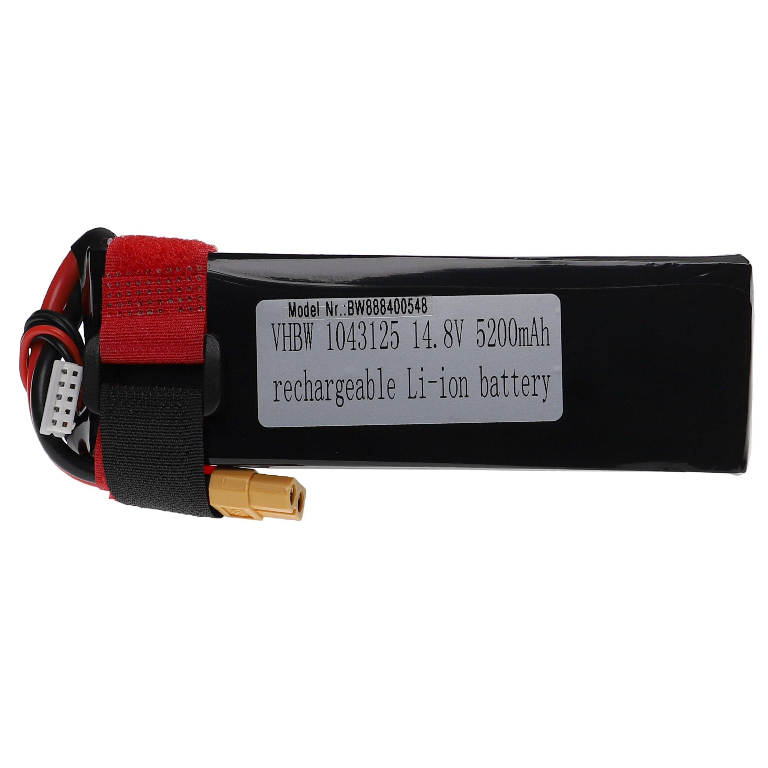 vhbw Akku kompatibel mit XT60 Stecker für Modellbau z.B. Racing Car | Helikopter, Flugzeug (5200mAh, 14,8V, Li-Polymer-0