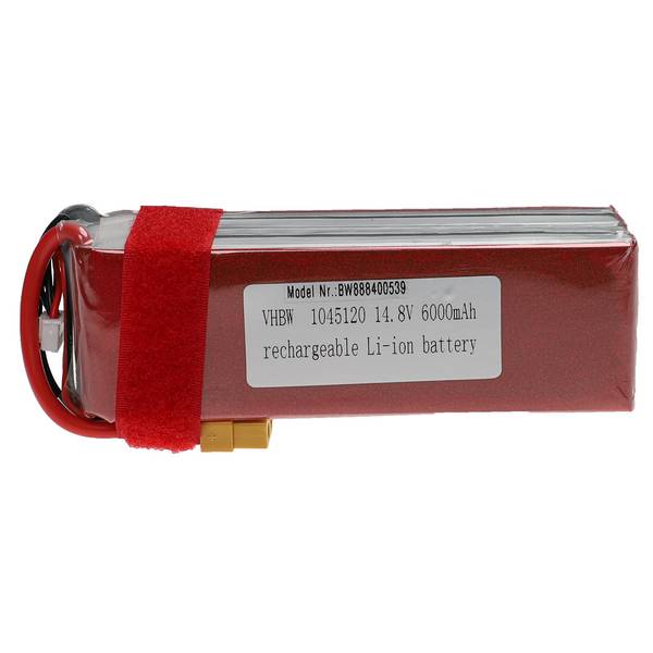 vhbw Akku kompatibel mit XT60 Stecker für Modellbau z.B. Racing Car | Helikopter, Flugzeug (6000mAh, 14,8V, Li-Polymer