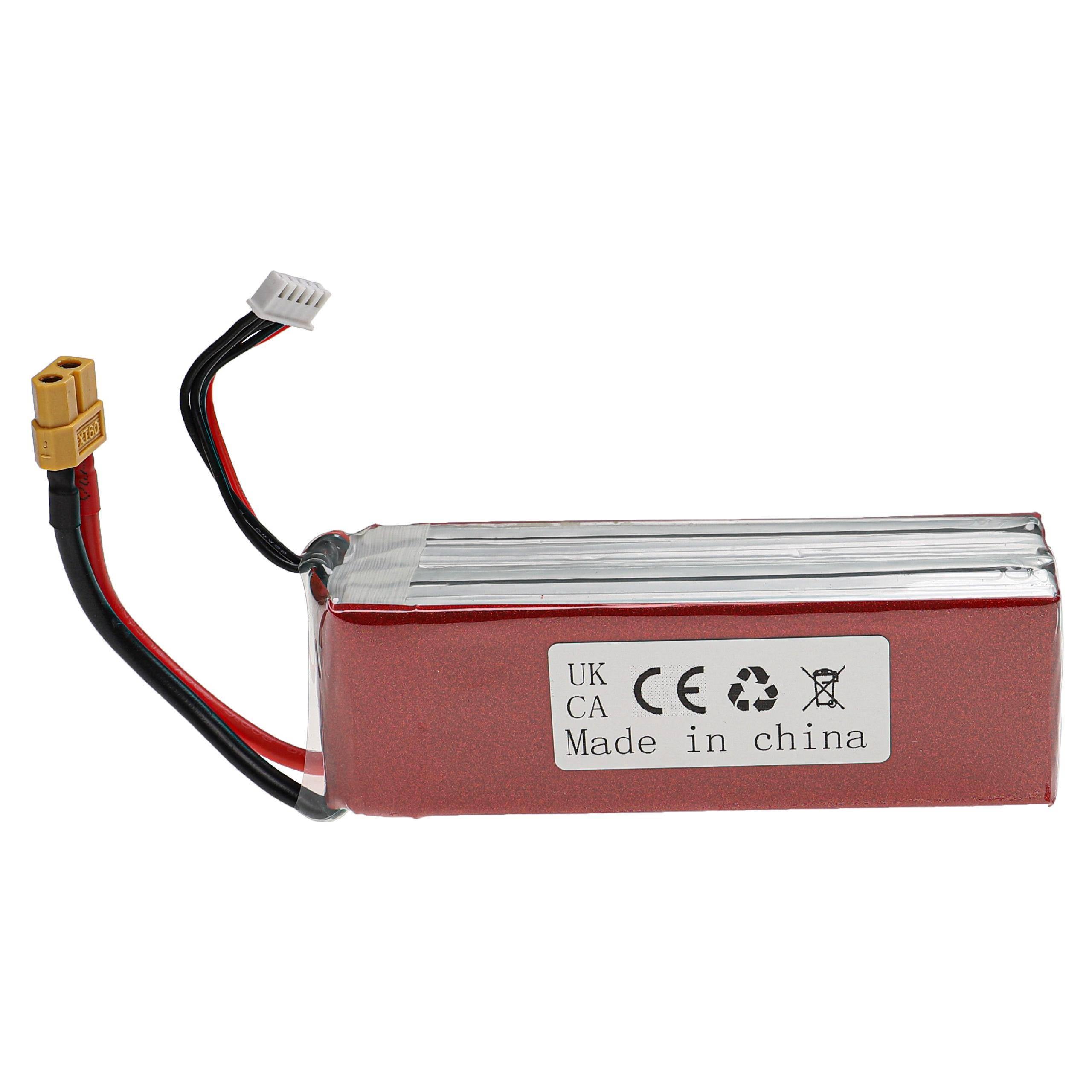 vhbw Akku kompatibel mit XT60 Stecker für Modellbau z.B. Racing Car | Helikopter, Flugzeug (6000mAh, 14,8V, Li-Polymer-1