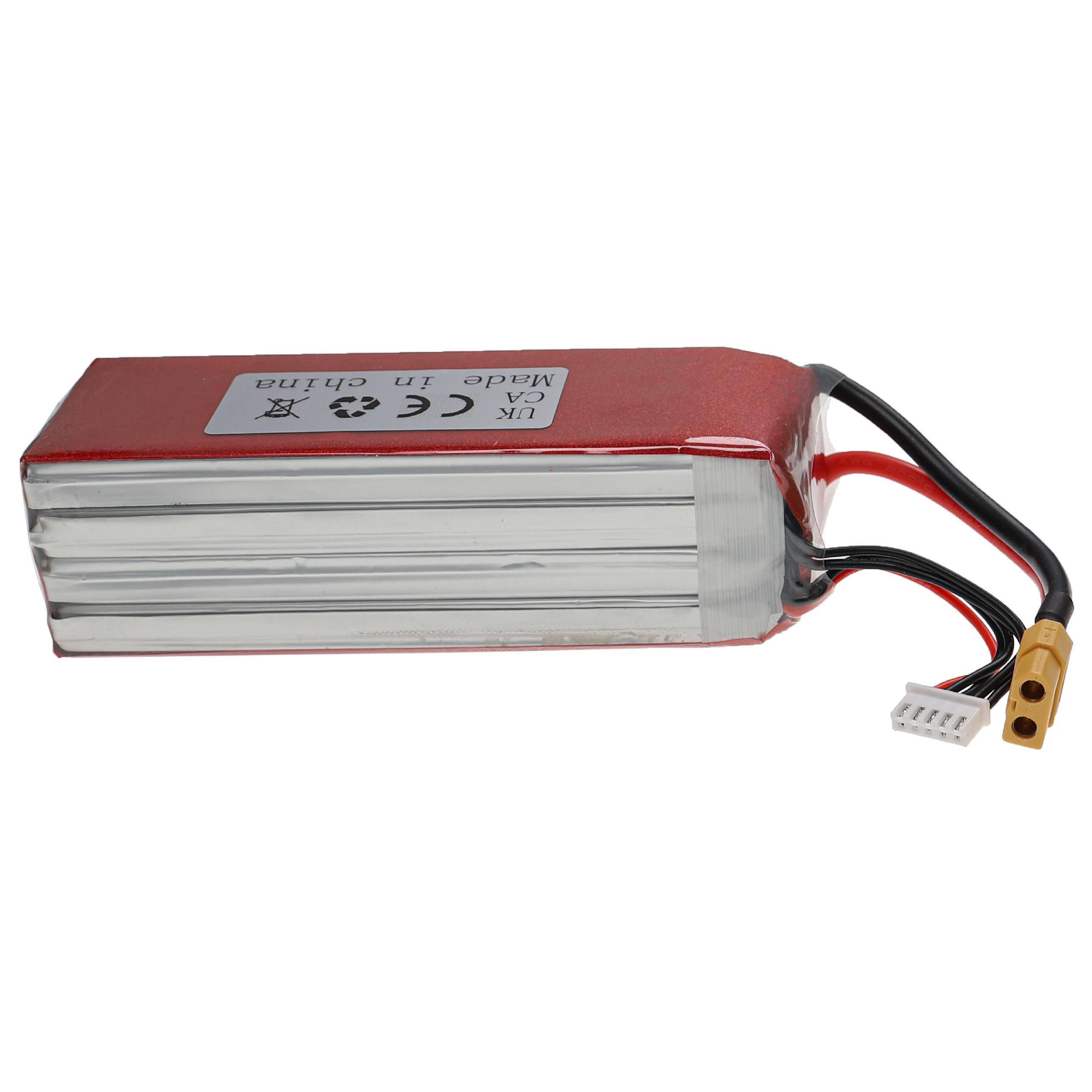 vhbw Akku kompatibel mit XT60 Stecker für Modellbau z.B. Racing Car | Helikopter, Flugzeug (6000mAh, 14,8V, Li-Polymer-2