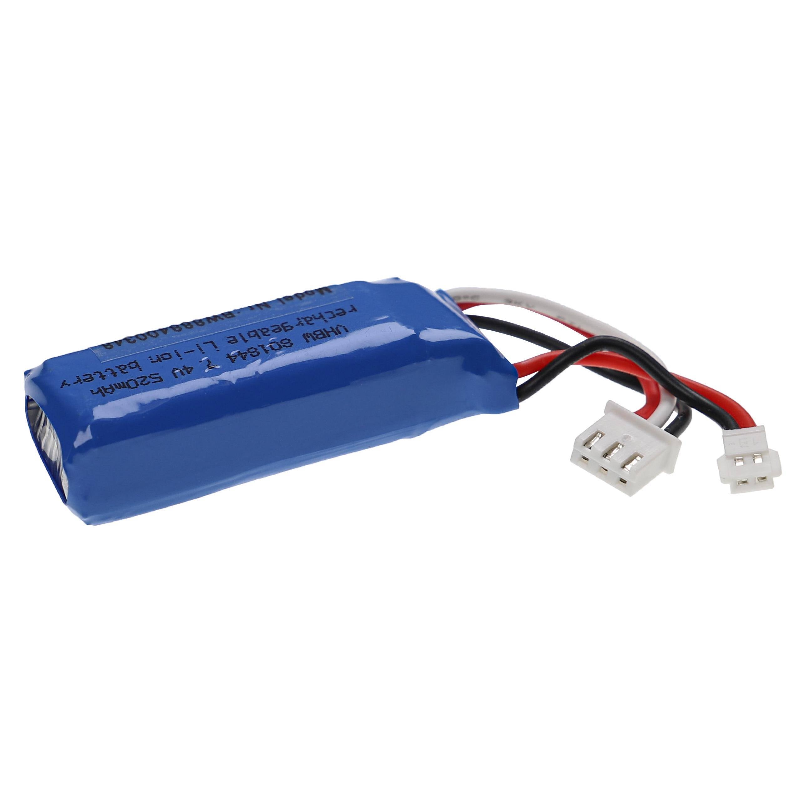 vhbw Akku kompatibel mit XH 2.54 2P Stecker für Modellbau z.B. Racing Car | Helikopter, Flugzeug (520mAh, 7,4V-2