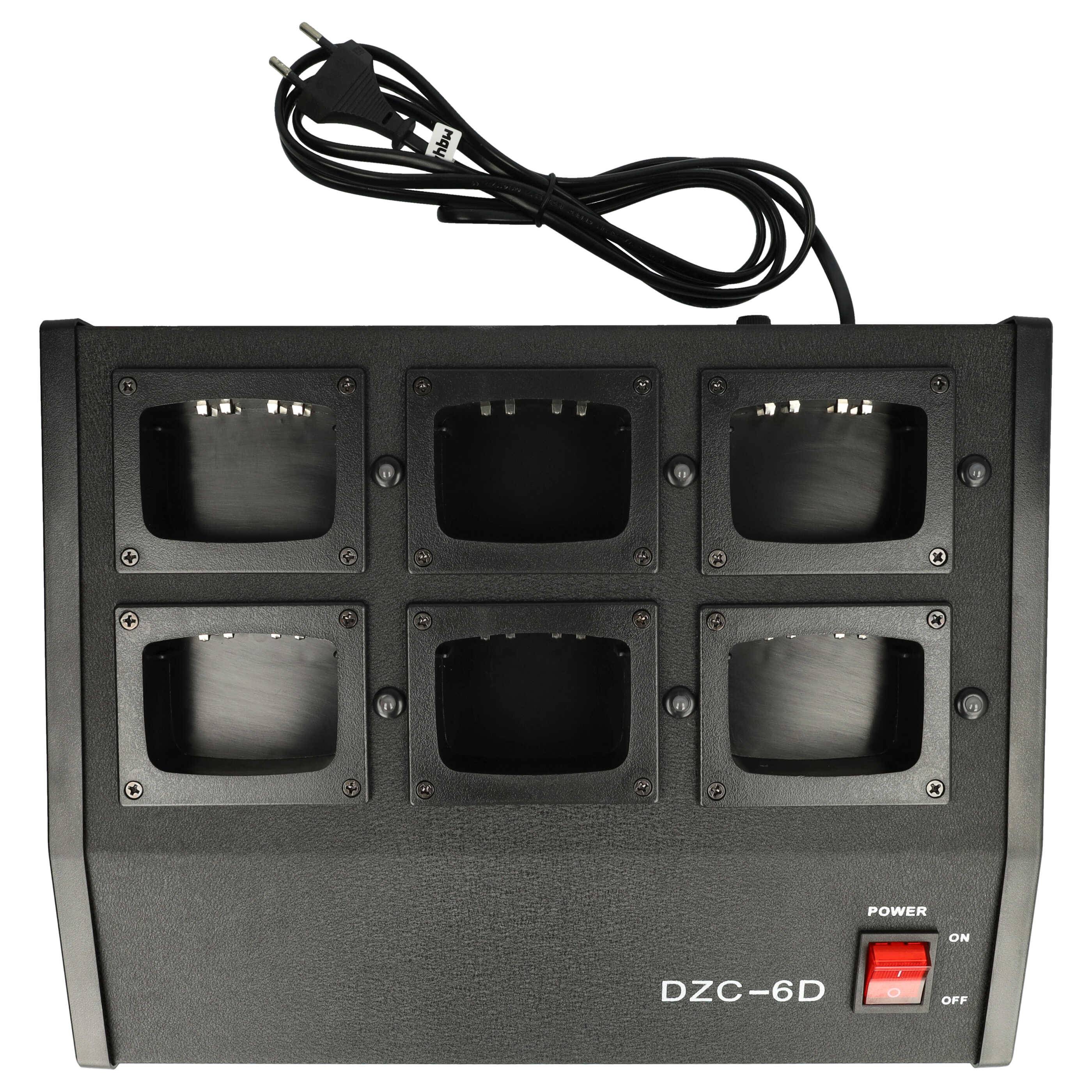vhbw 6-fach Ladegerät kompatibel mit Motorola HNN9008 | HNN4003, HNN4001, HNN9009 Funkgerät-Akkus - Ladestation, 9,6 V-0