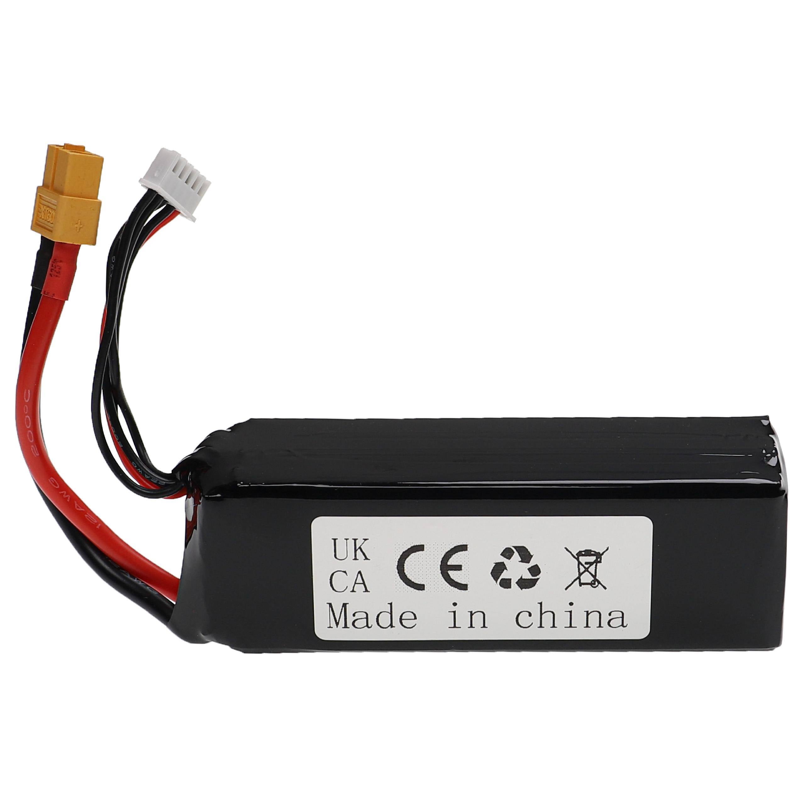 vhbw Akku kompatibel mit XT60 Stecker für Modellbau z.B. Racing Car | Helikopter, Flugzeug (2200mAh, 14,8V, Li-Polymer-1