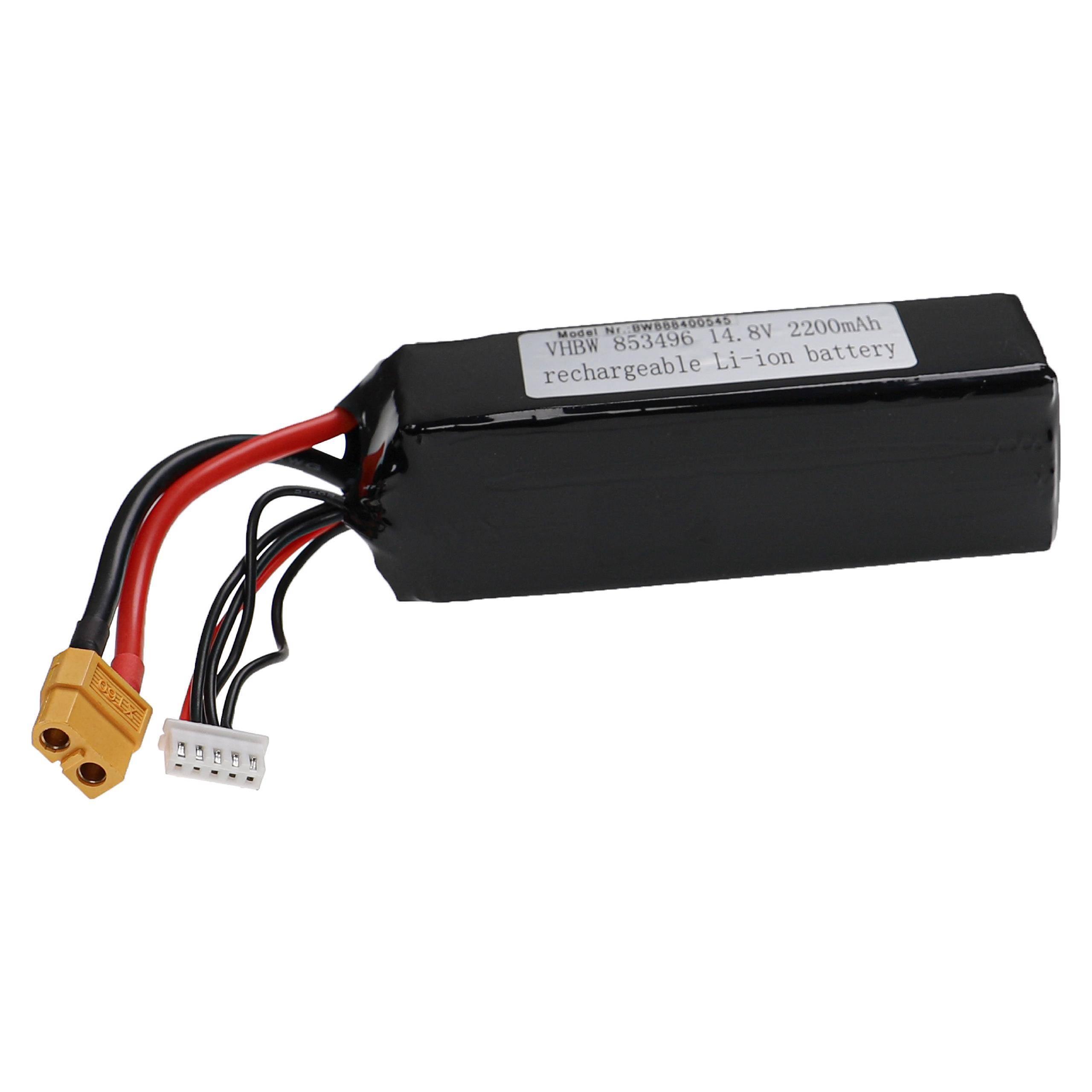 vhbw Akku kompatibel mit XT60 Stecker für Modellbau z.B. Racing Car | Helikopter, Flugzeug (2200mAh, 14,8V, Li-Polymer-2