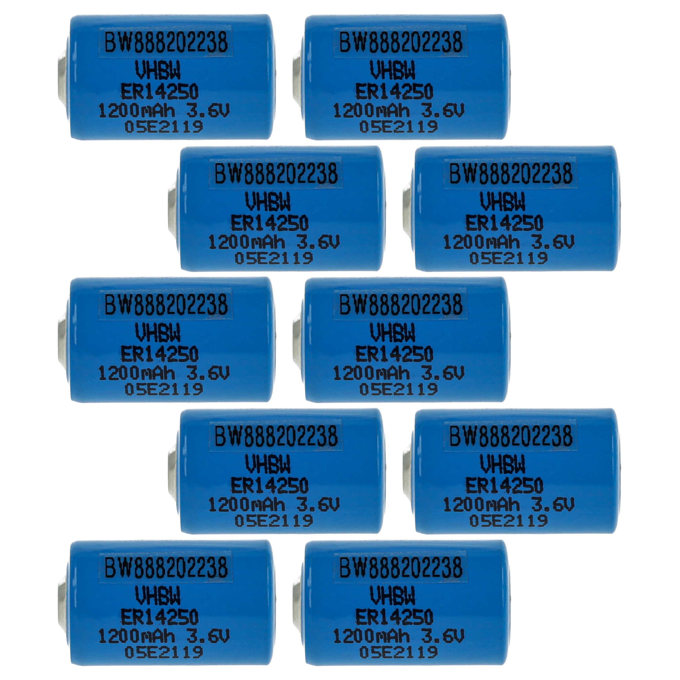 vhbw 10x ER14250 Rundzellenbatterien Ersatz für 60-0576-100 | 6135-99-770-2535 - Spezialbatterien (1200 mAh, 3,6 V-0