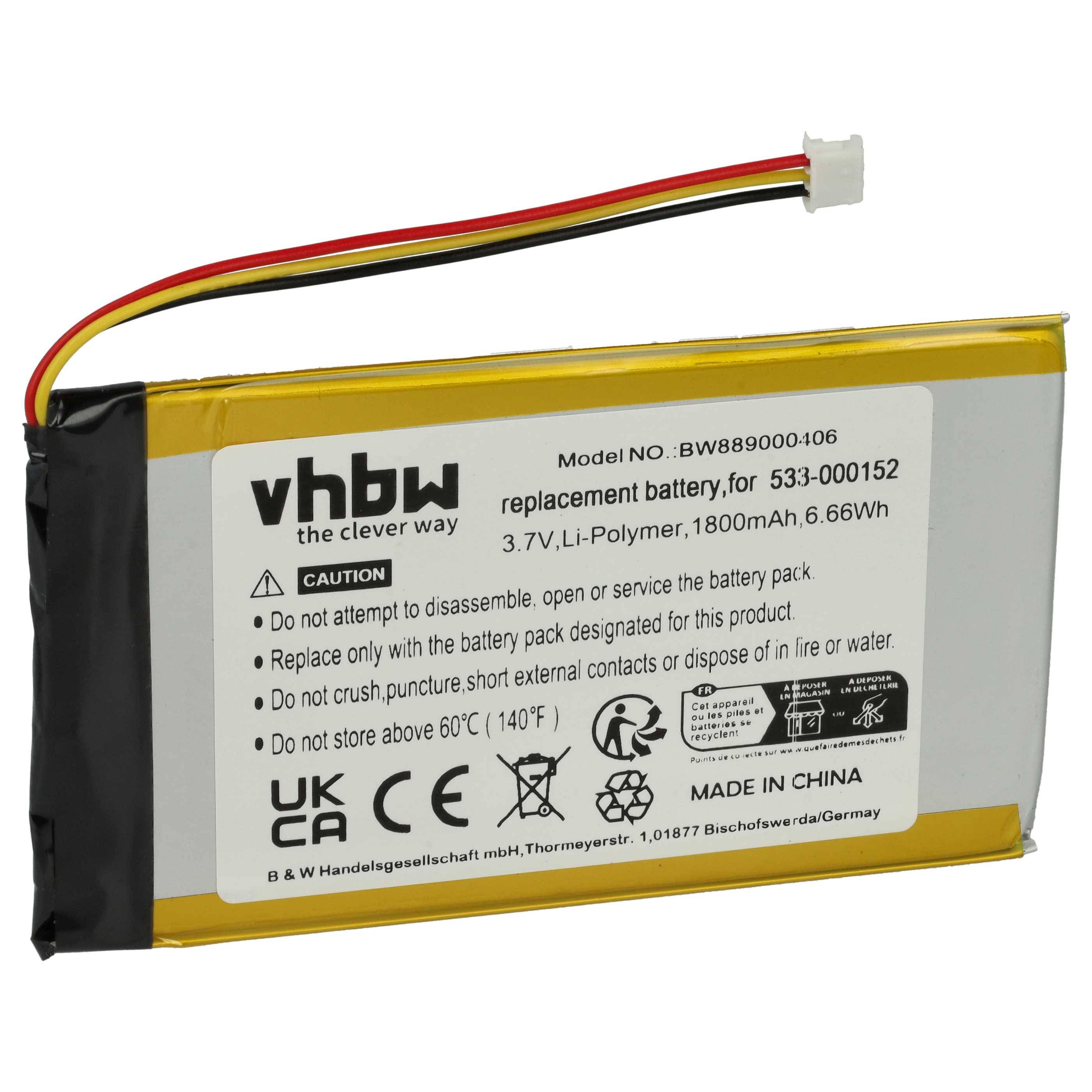 vhbw Akku Ersatz für Logitech L/N: 2012 | 533-000152, 533-000204, AHB355085PCT-02 für kabellose Tastatur (1500 mAh, 3,7-0