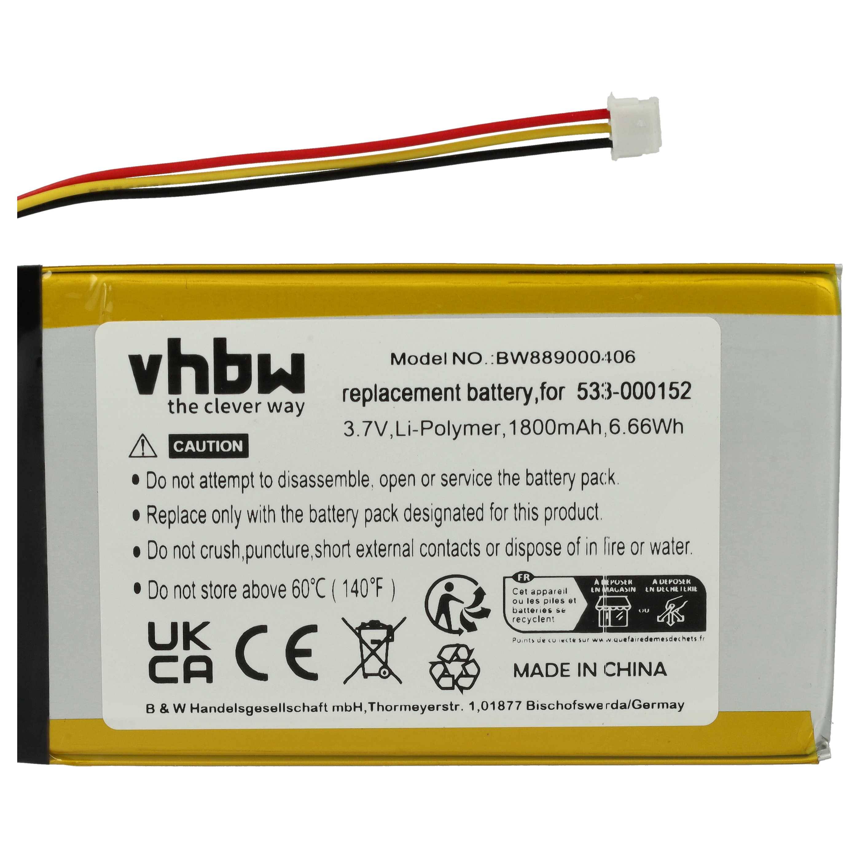 vhbw Akku Ersatz für Logitech L/N: 2012 | 533-000152, 533-000204, AHB355085PCT-02 für kabellose Tastatur (1500 mAh, 3,7-4